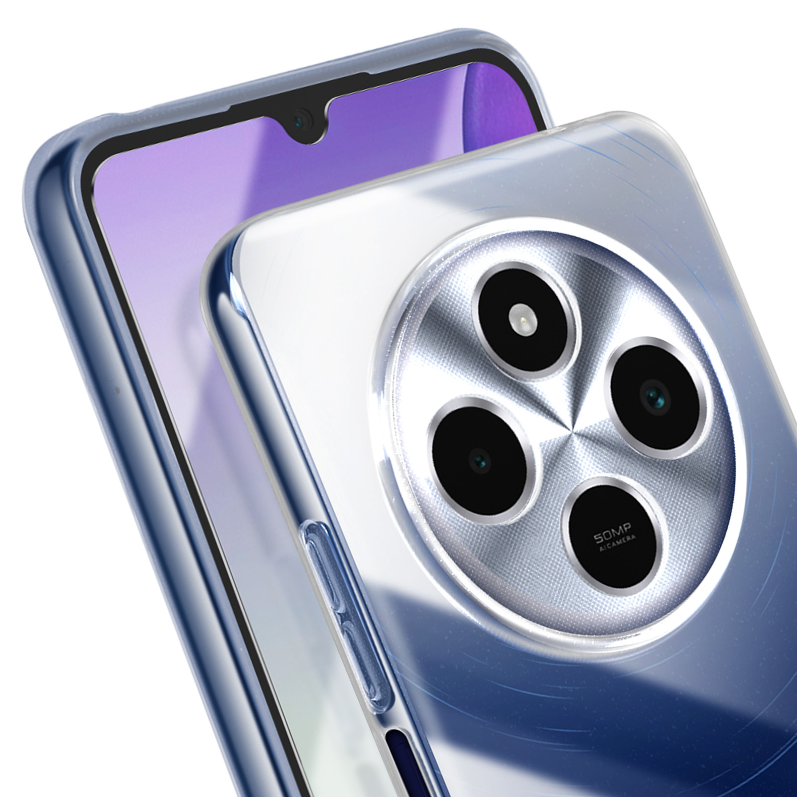 Transparente Handyhülle. Telefon mit sichtbarem Kameramodul.