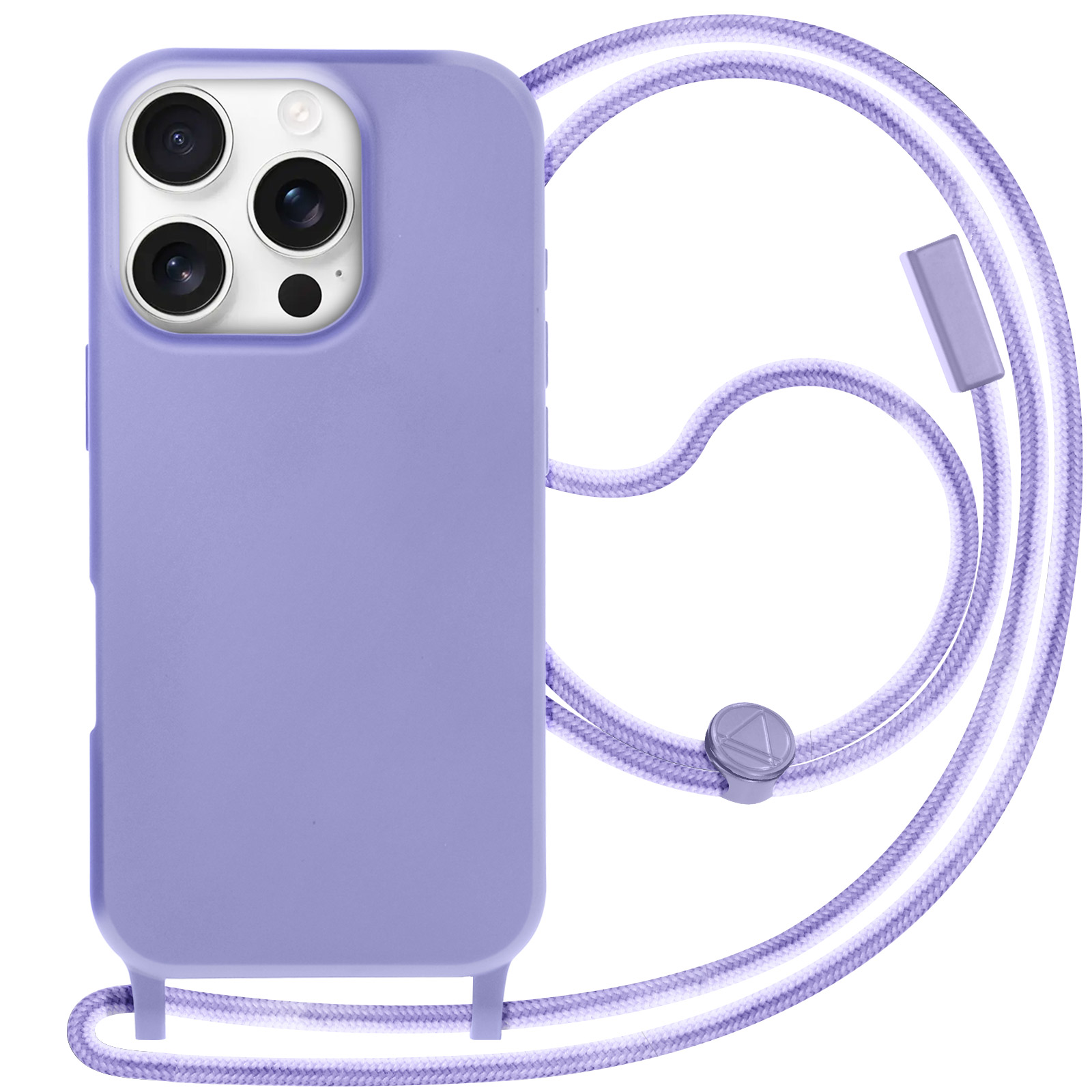 Paarse telefoonhoes met een paarse riem.
