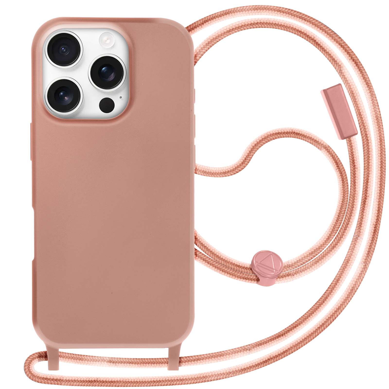 Custodia rosa per telefono con cordino rosa. La custodia ha un telefono dentro.