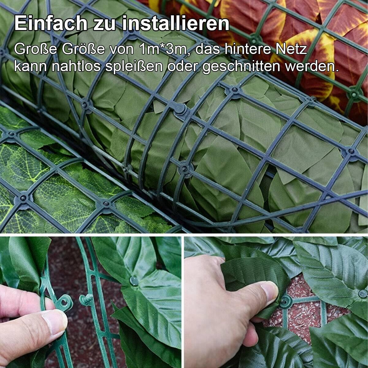 Grüne Blätterzaunrollen und Verbinder, einfach zu installieren.