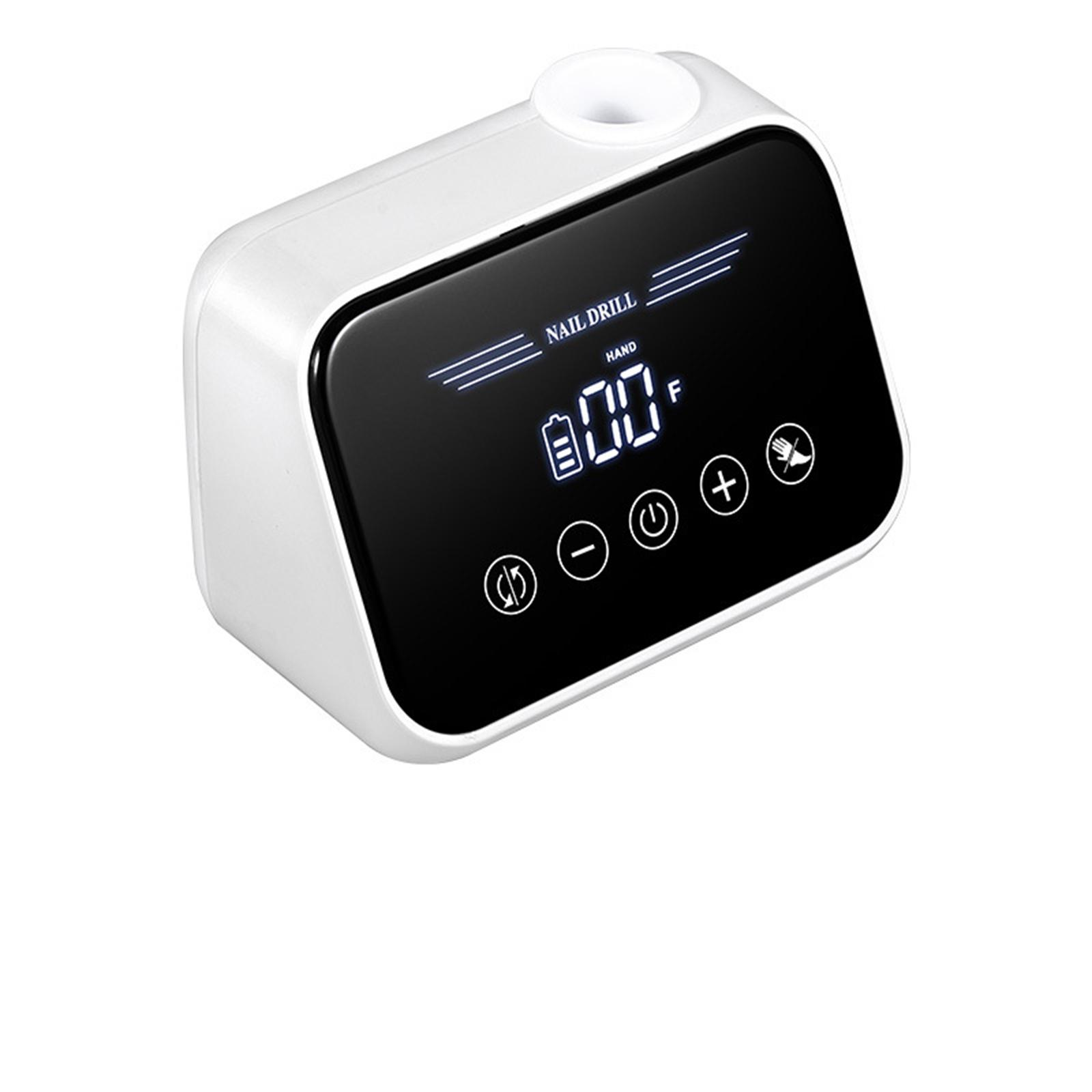 Weiß-schwarze Nagelfräsmaschine mit Display und Bedientasten.