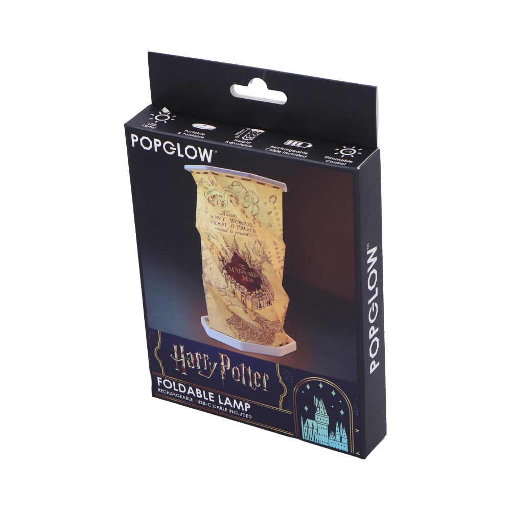 A Harry Potter foldable lamp box, with product details and logo.