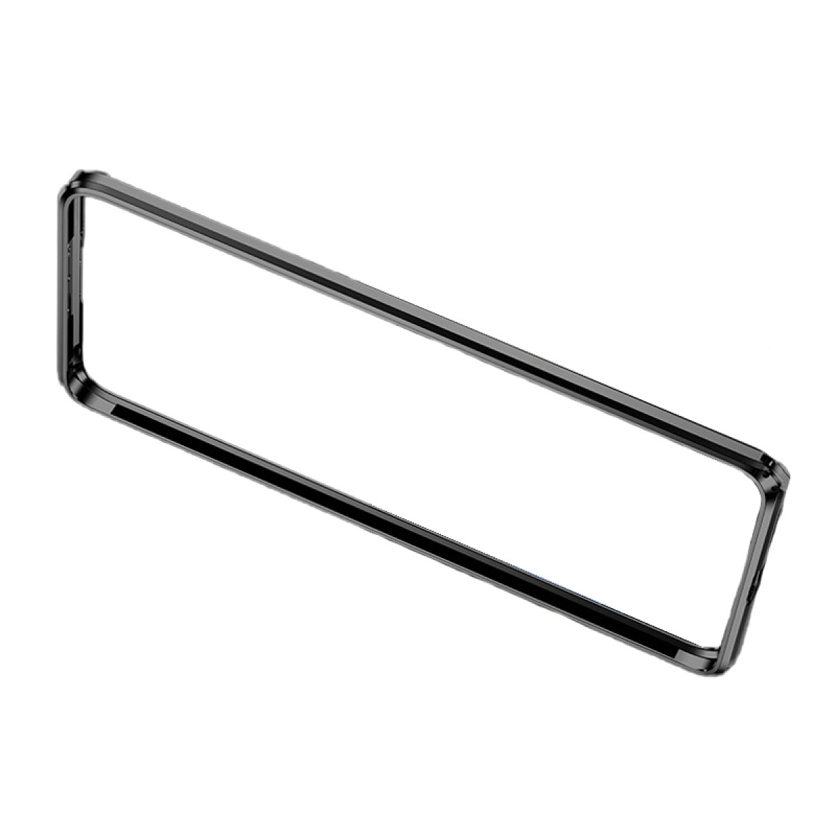 Cornice per telefono nera. È rettangolare e ha un design semplice.