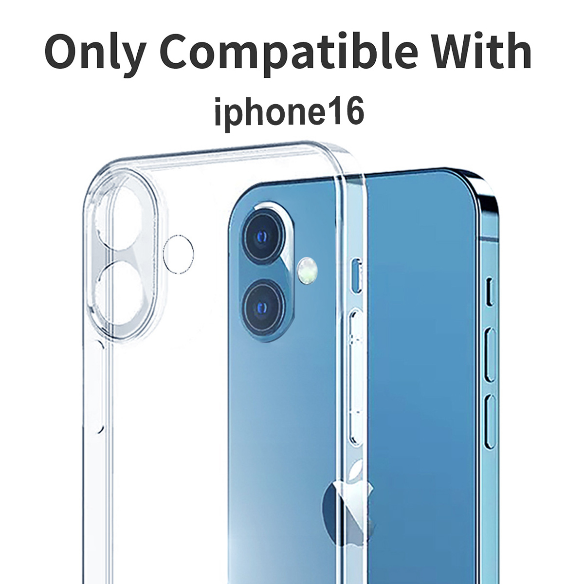 Handyhülle mit blauem Telefon, Text: Nur kompatibel mit iPhone16.