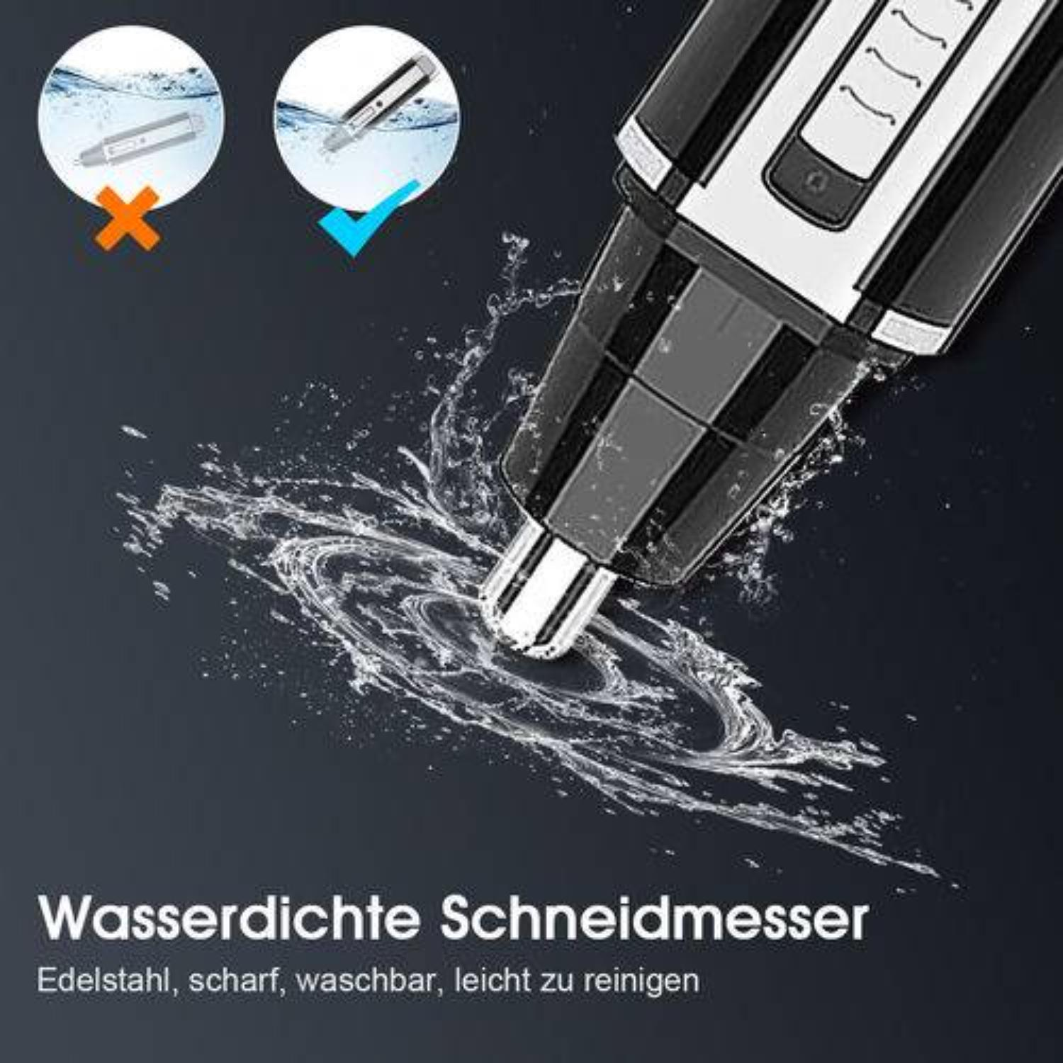 Trimmerkopf für Männer unter Wasser. Zeigt die wasserdichte Funktion an.