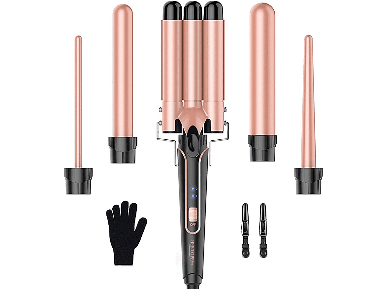 FARA OBSTACOLE Welleneisen 3 Stäbe 5-in-1 Temperaturregelung Lockenstab ...