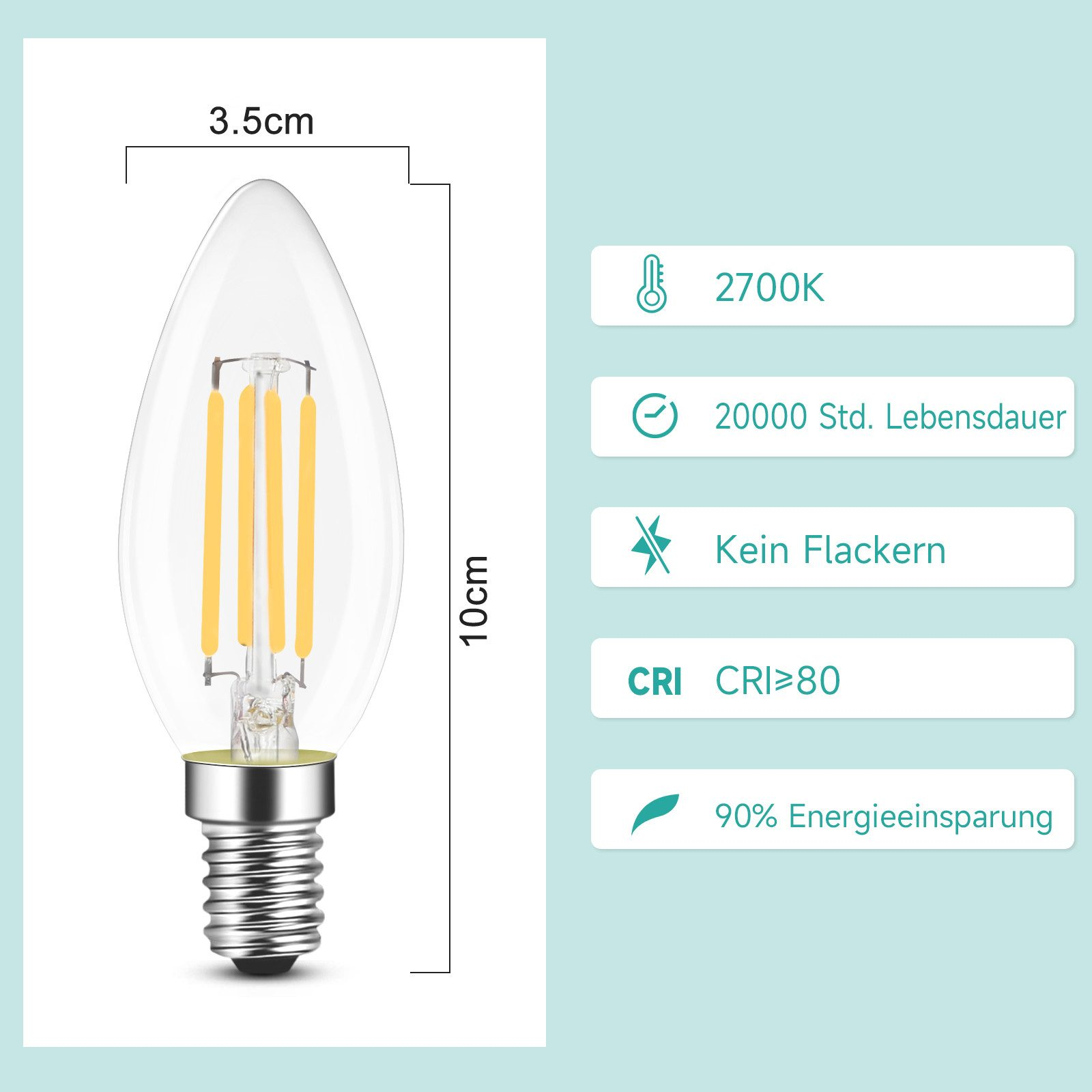 Una lampadina con dimensioni e specifiche, con caselle di testo.