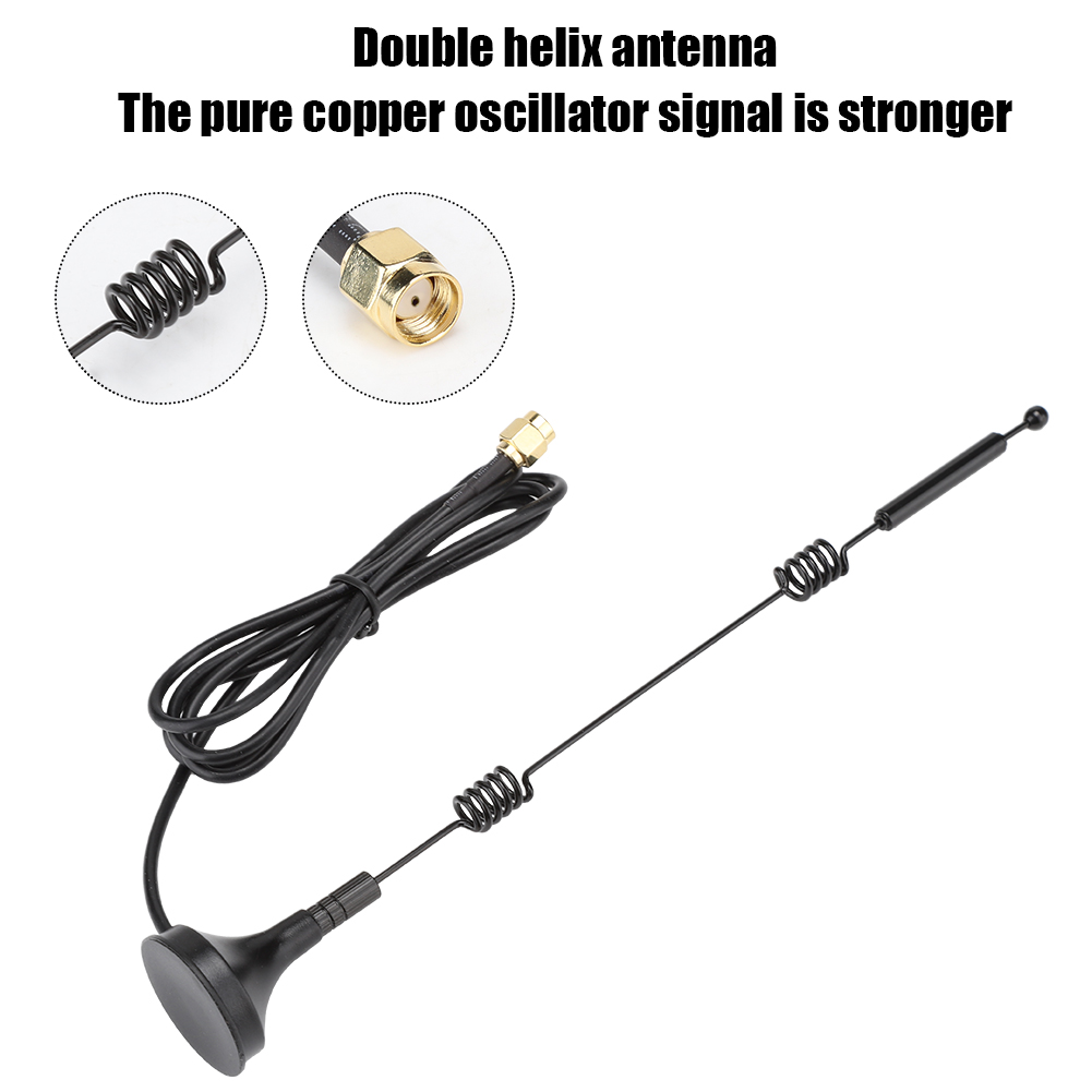 Doppelhelix-Antenne mit Stecker. Schwarz und Gold.