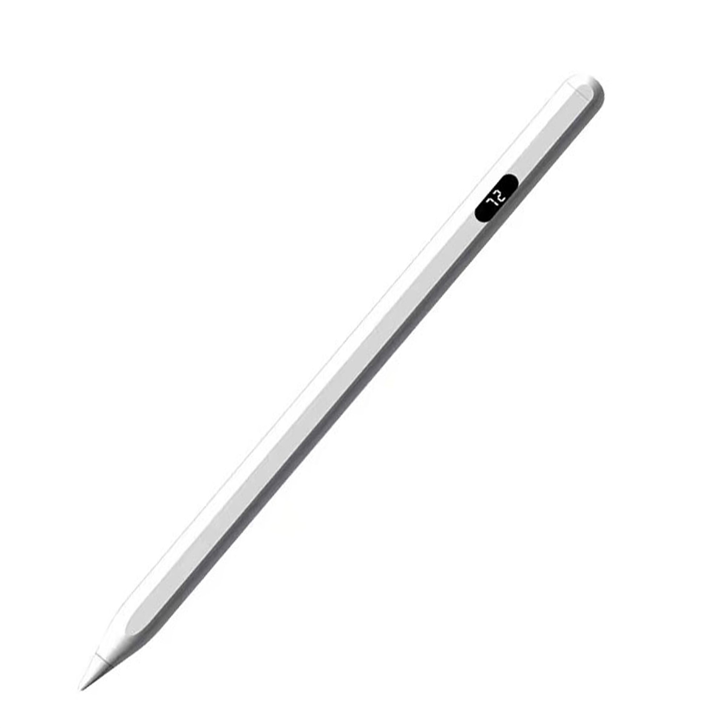 Weißer Stift mit Display. Isoliert auf weißem Hintergrund. Einfach und elegant.