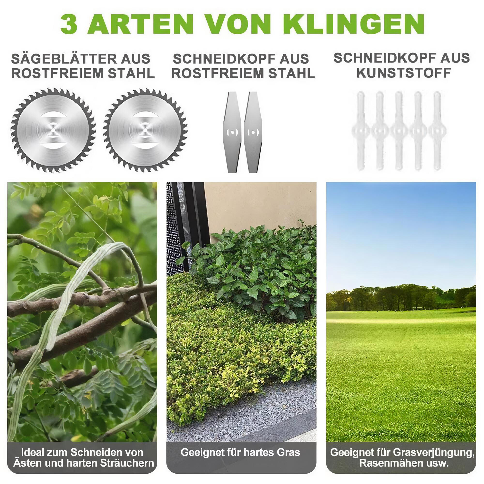 Klingen, Gras und Pflanzen. Klingen zum Schneiden von Gras und Bäumen. Klingen aus Edelstahl und Kunststoff.