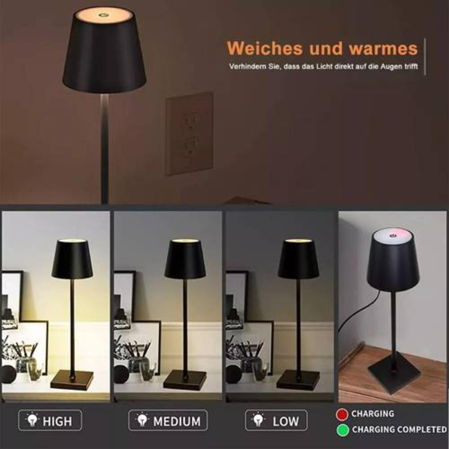 Schwarze Tischlampe mit schwarzem Lampenschirm. Weißer Hintergrund.