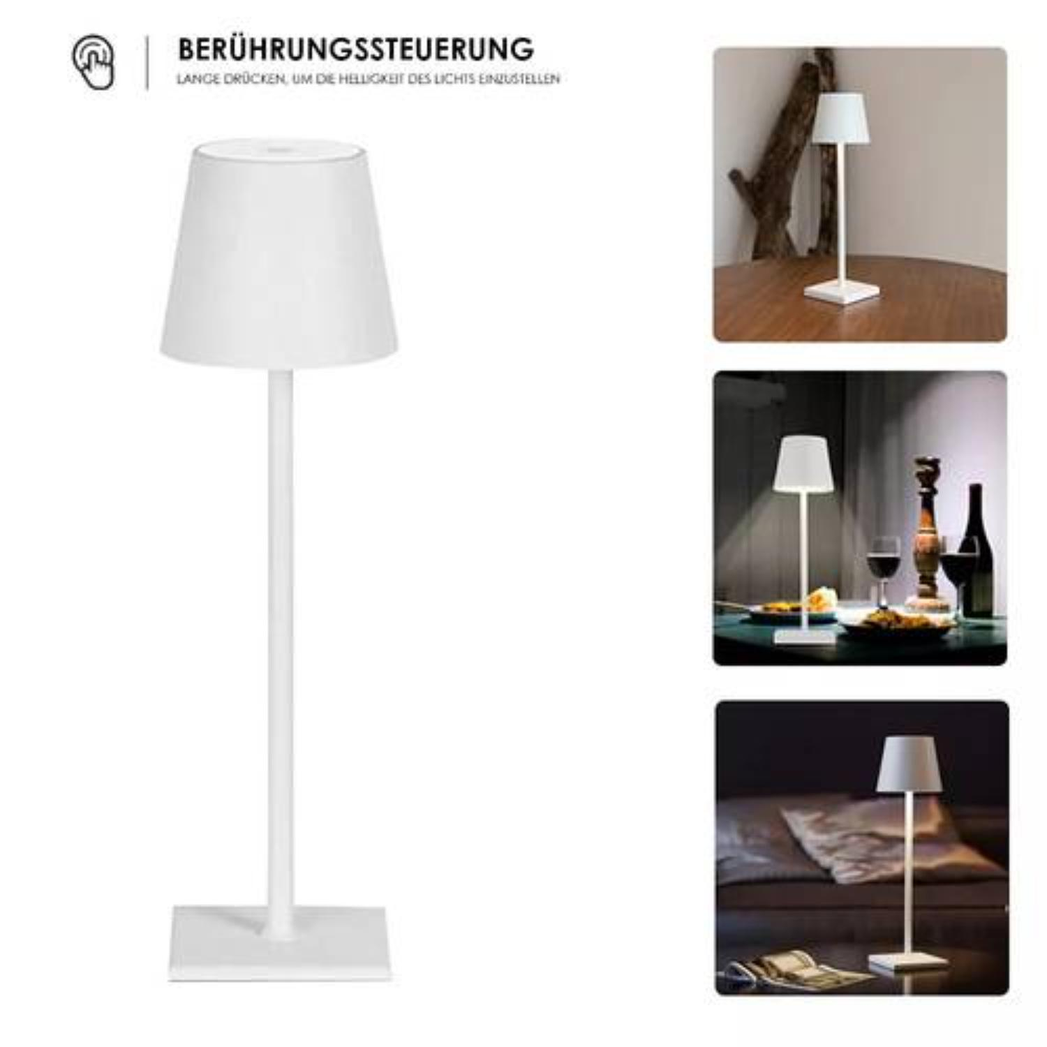 Weiße Tischlampe mit weißem Lampenschirm. Weißer Hintergrund.