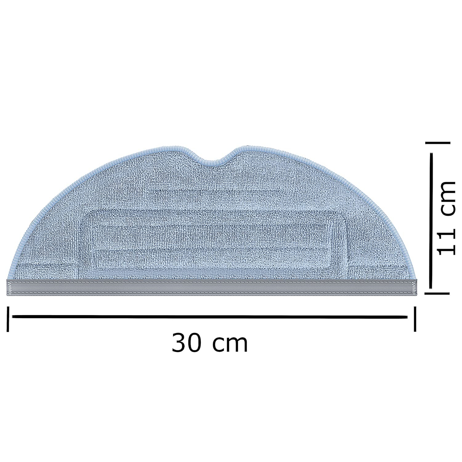 Blaues Reinigungspad mit Abmessungen: 30cm x 11cm, hellblaue Farbe.
