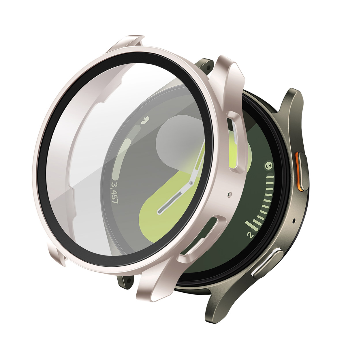 Smartwatch met een beschermhoes rond het scherm.