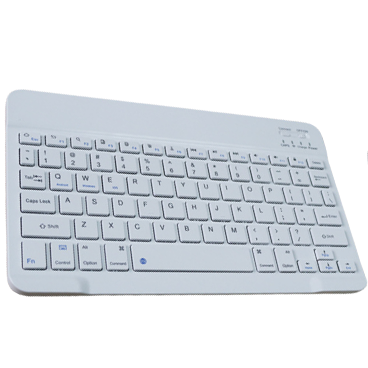 Eine Hand öffnet ein Tablet mit Tastatur. Das Tablet hat einen Stift.