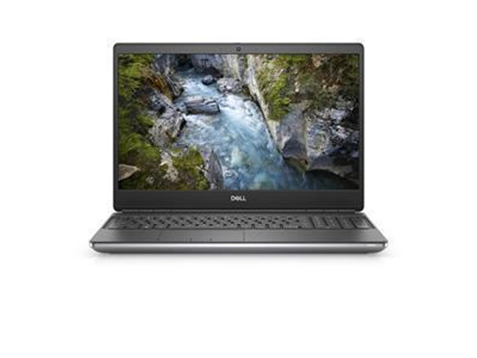 Ein Laptop auf weißem Hintergrund, der einen malerischen Fluss zeigt.