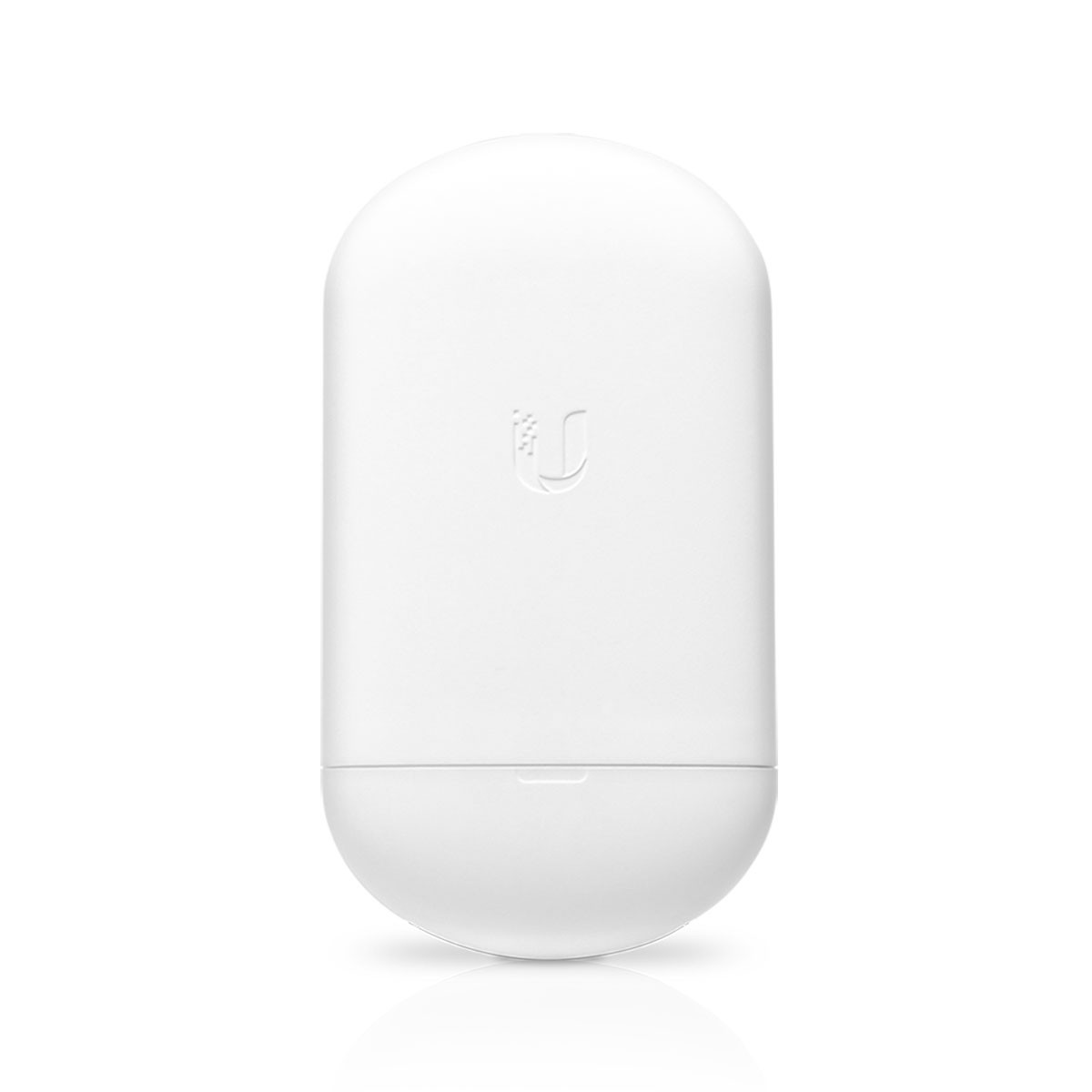 Weißes Ubiquiti-Gerät. Weißer Hintergrund.