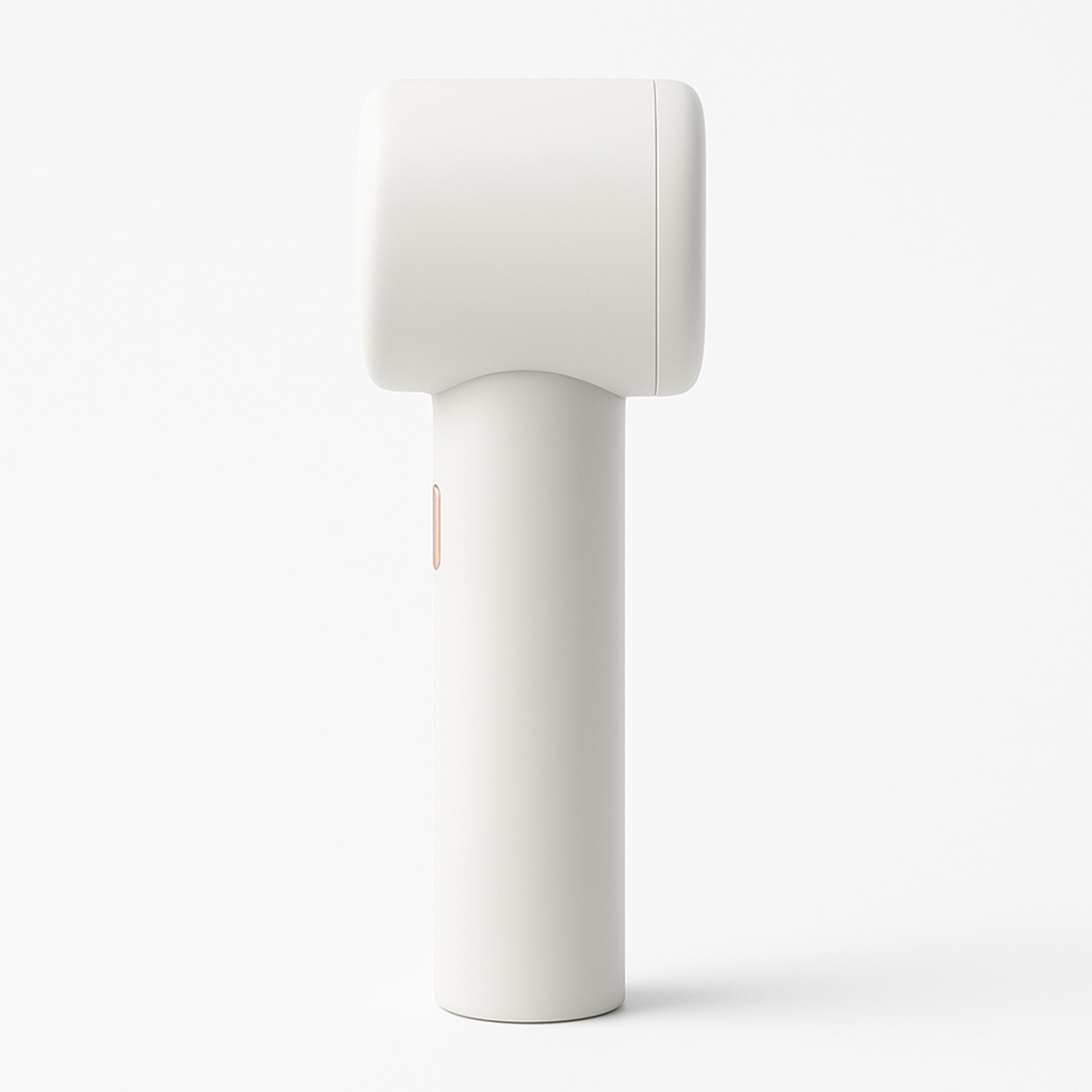 Dispositivo blanco con un botón rojo. El dispositivo está diseñado para eliminar el vello. Está sobre un fondo blanco.