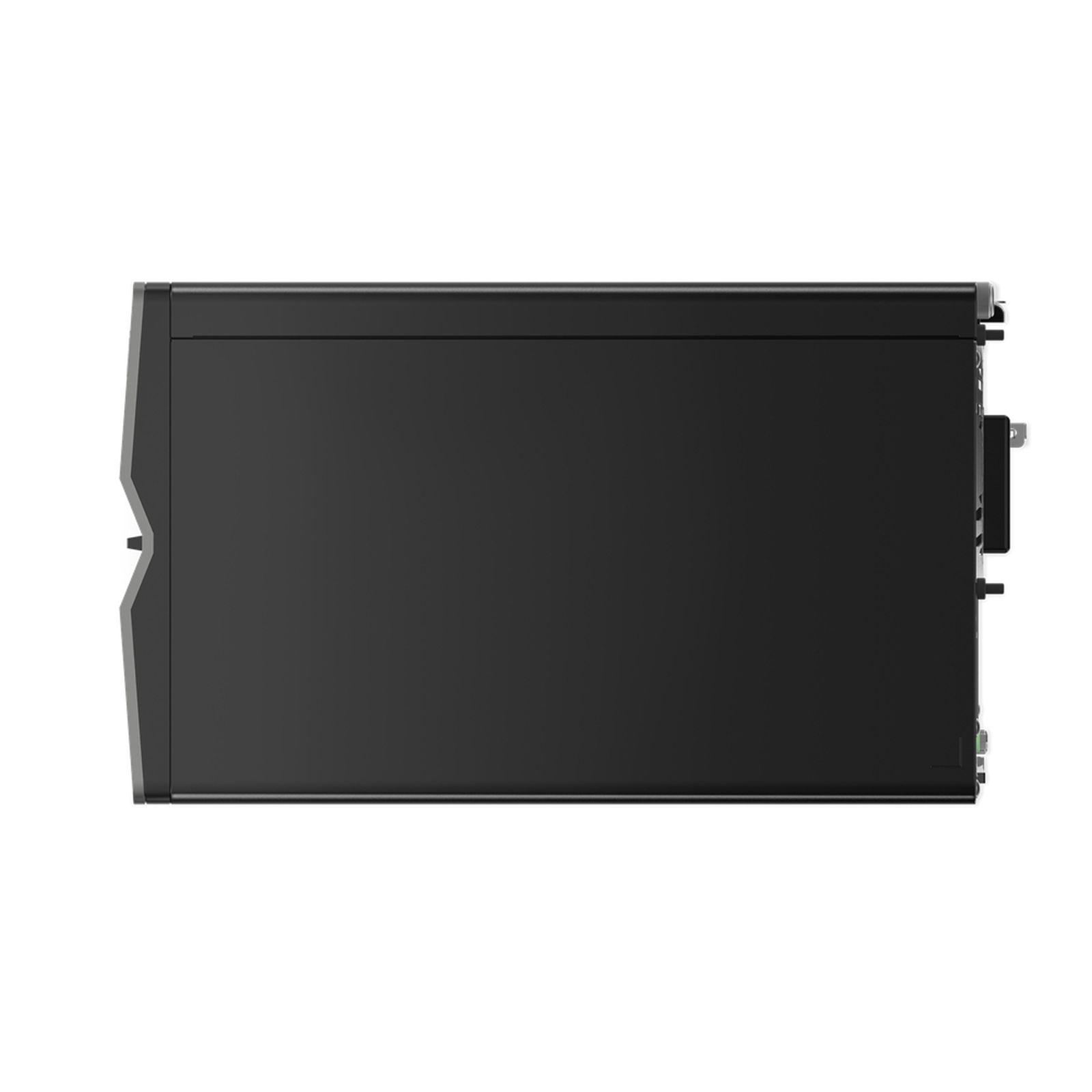 Czarna obudowa komputera, widok z góry.