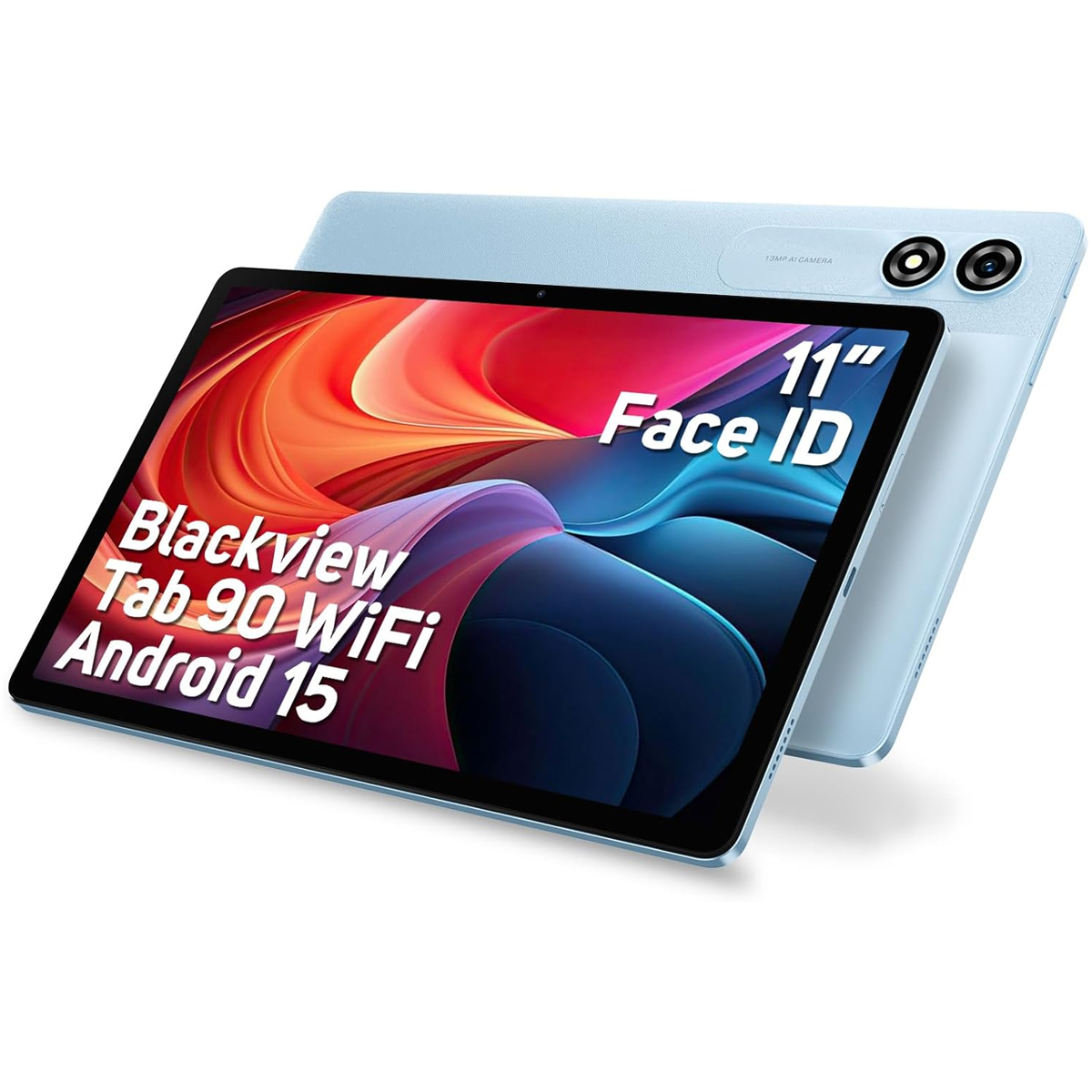 Tablet blu, 11 pollici, Blackview Tab 90 WiFi Android 15. Con Face ID.