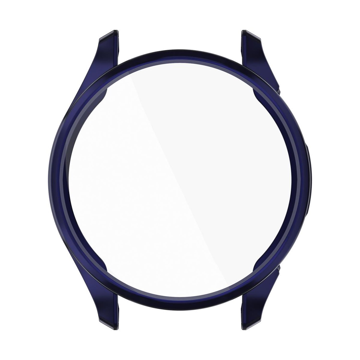 Custodia per orologio blu navy con protezione schermo trasparente.
