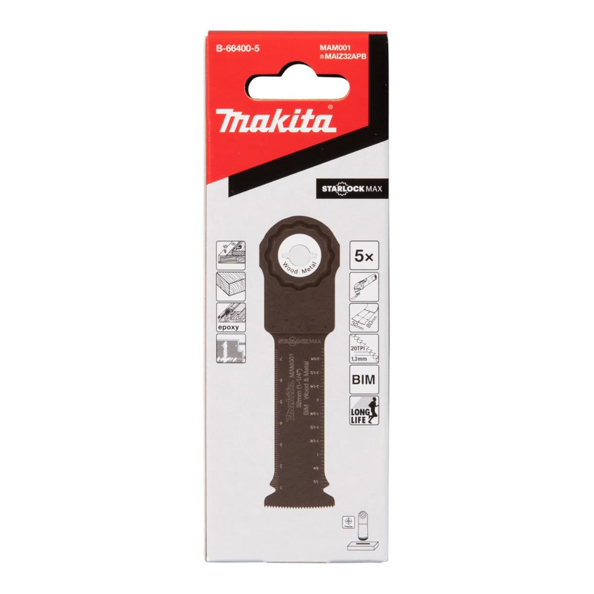 Makita Werkzeugverpackung. Enthält eine Klinge für Holz, Metall und Epoxidharz.