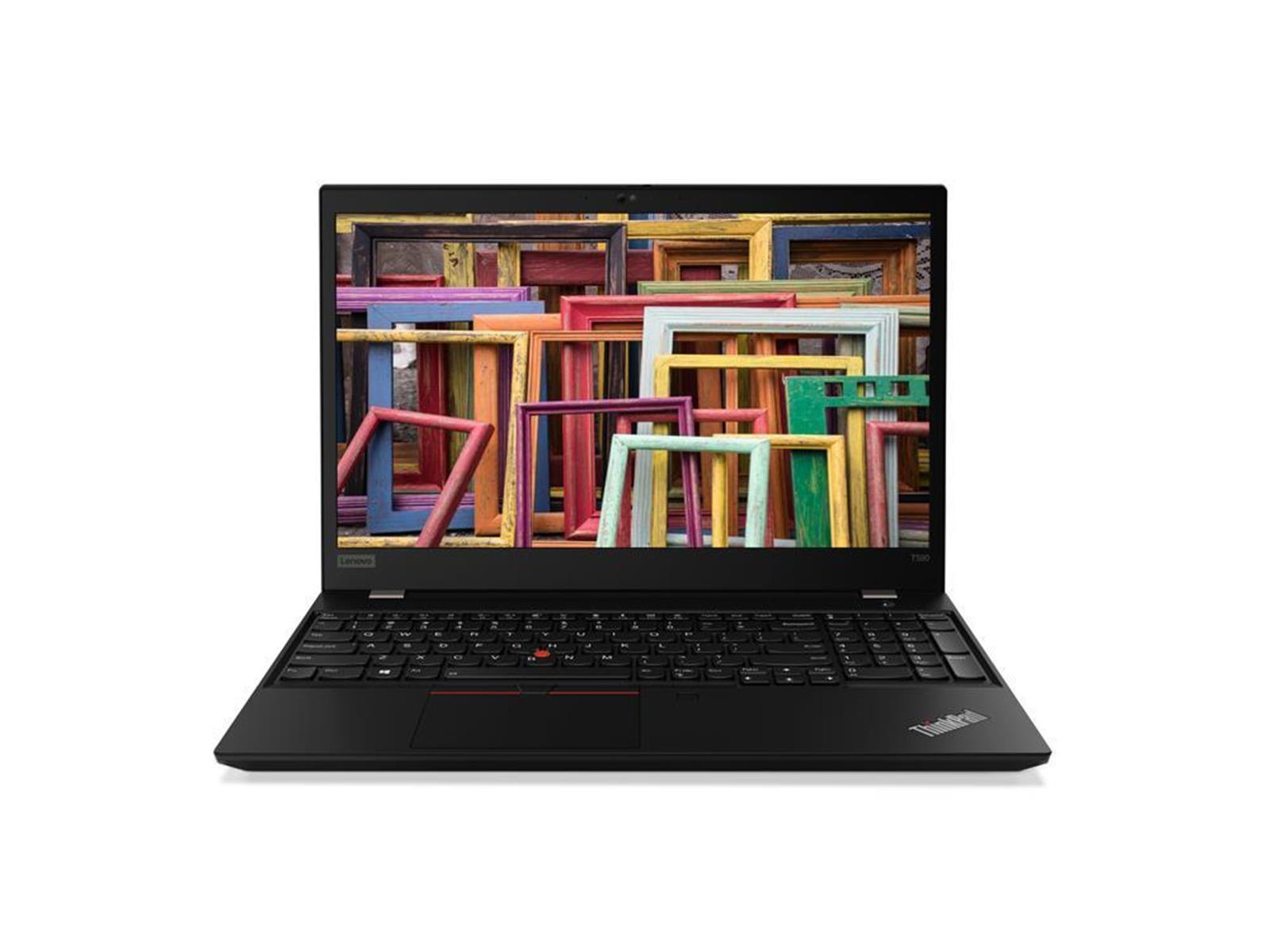 Ein schwarzer Laptop mit farbenfrohem Hintergrund. Der Bildschirm zeigt eine Vielzahl von Bilderrahmen.