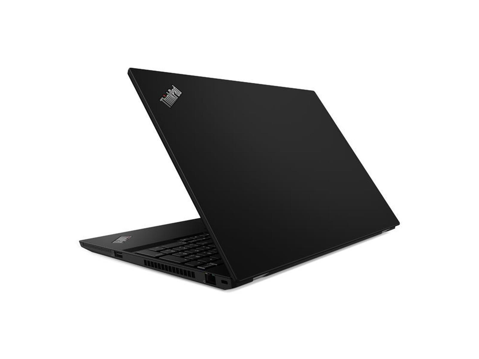 Ein schwarzer Laptop aus einem seitlichen Winkel. Die Rückseite des Laptops ist sichtbar und geöffnet.