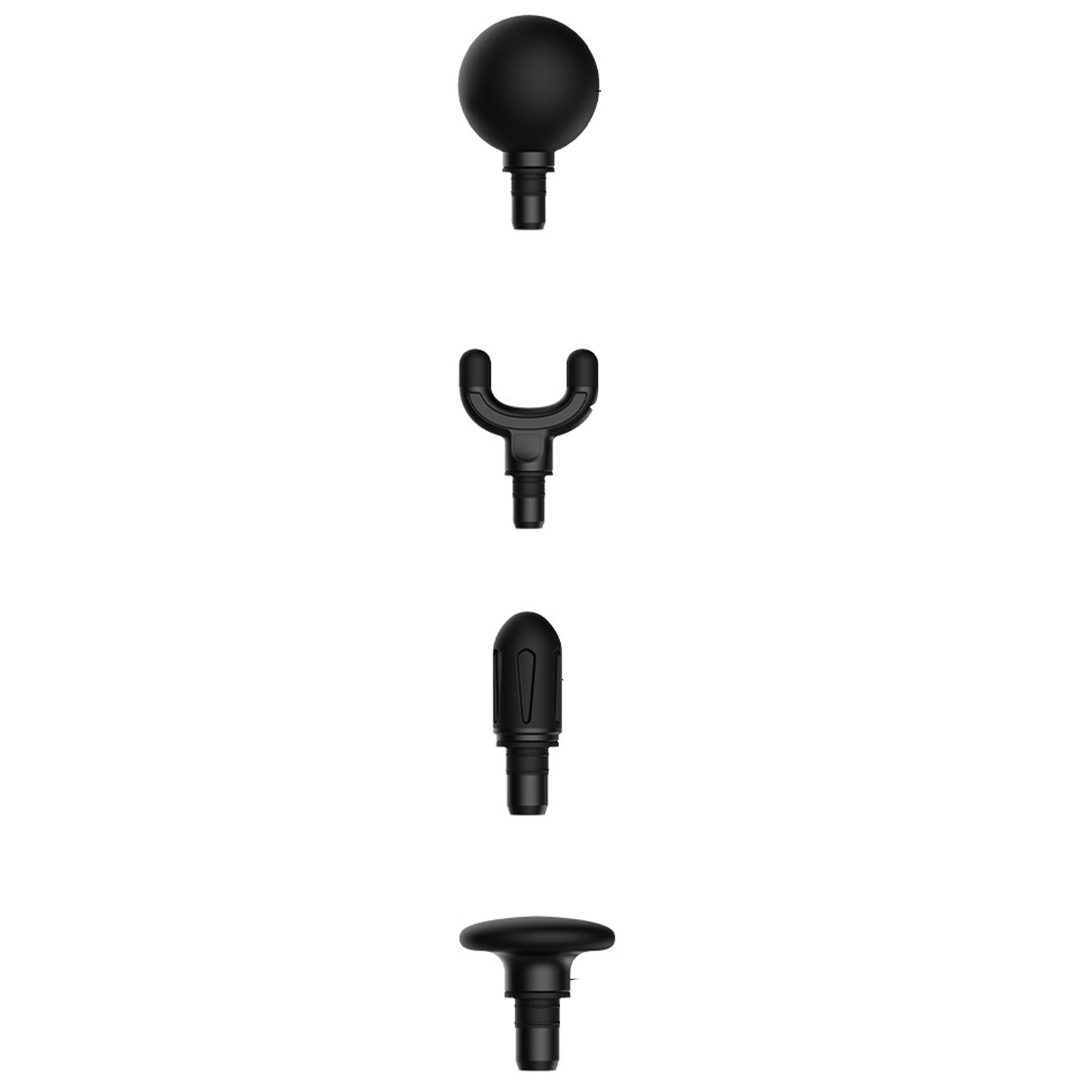Aufsätze für schwarze Massagepistole: Kugel, 'Y'-Form, flach und Kegel.