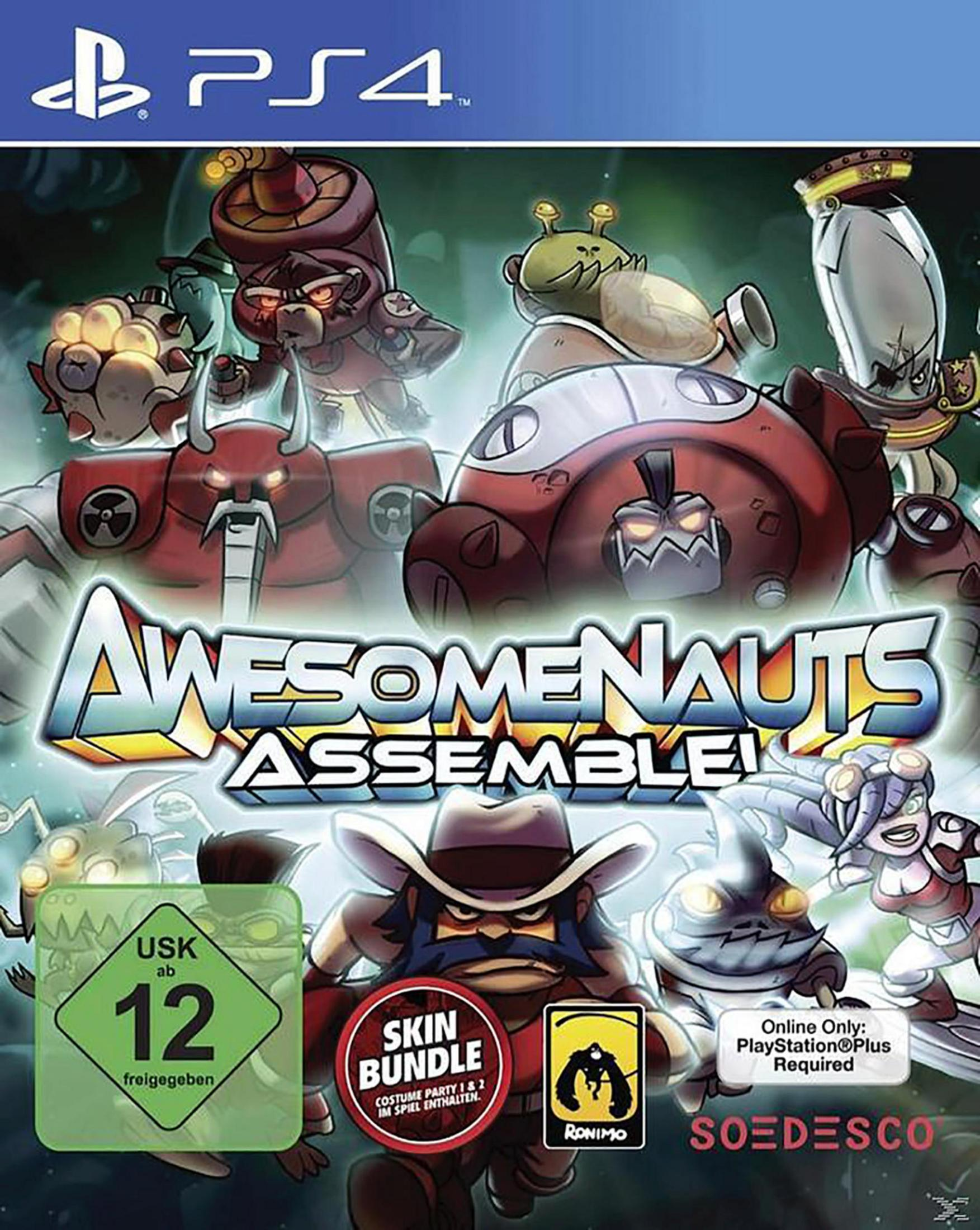 Awesomenauts Assemble! Videospielhülle. Das Spiel hat Zeichentrickfiguren.