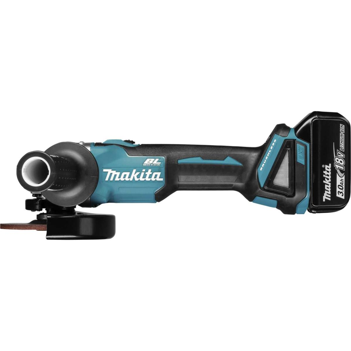 Smerigliatrice Makita con manico nero.