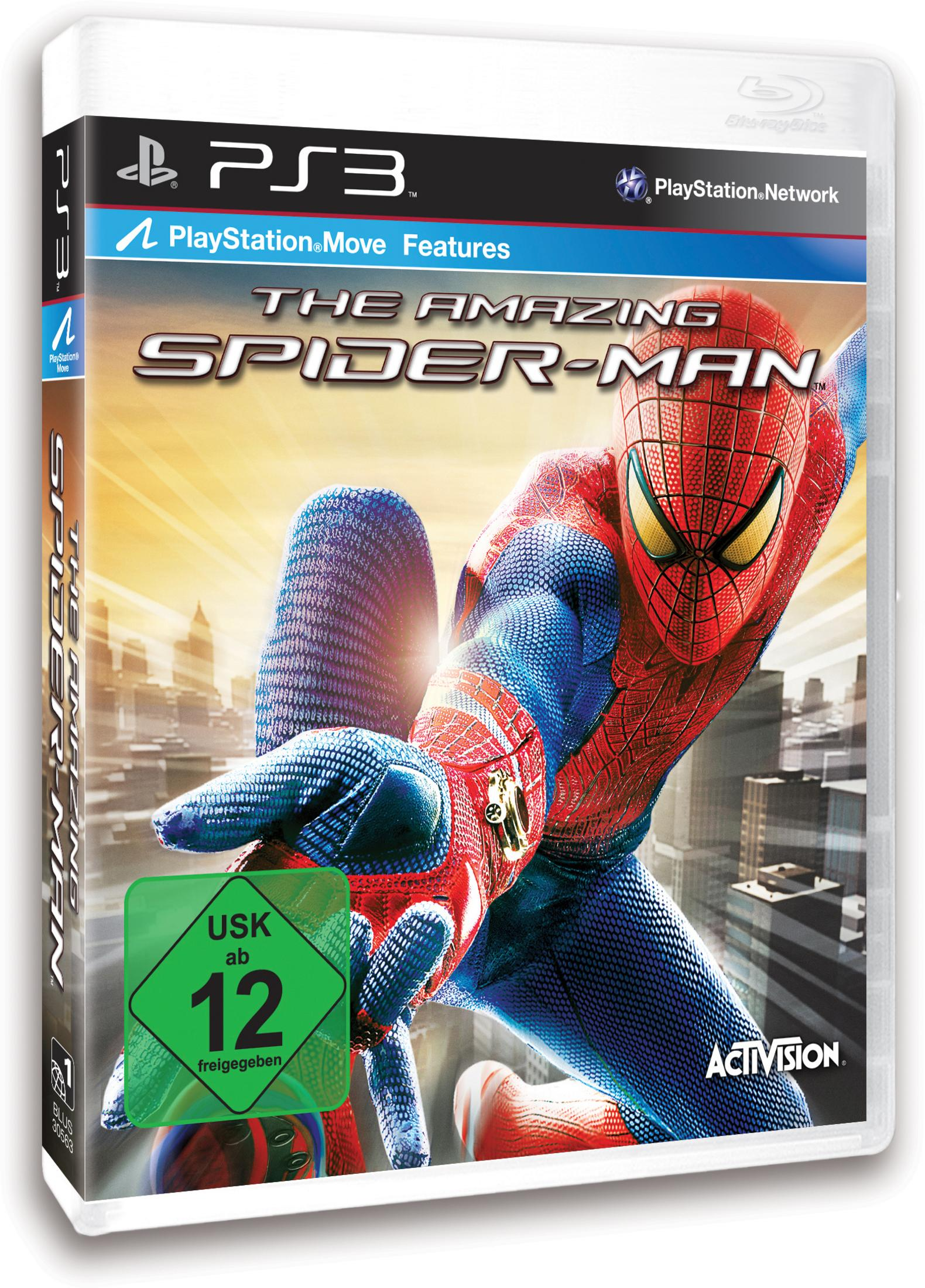 The Amazing Spider-Man Spielverpackung. Enthält PlayStation 3-Logo, USK 12-Einstufung und Spider-Man-Bild.