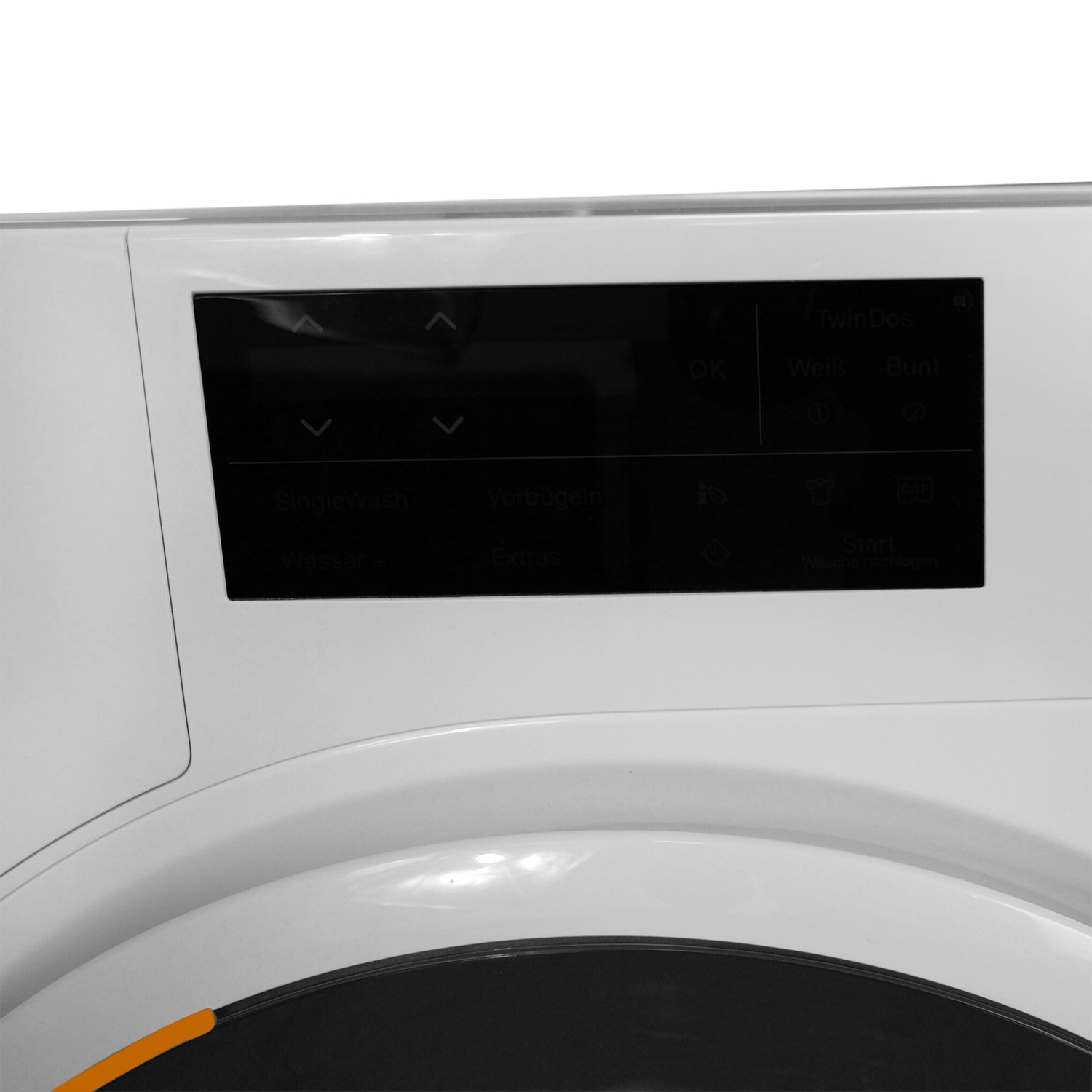 Ein französisches Dokument mit Produktinformationen über eine Miele Waschmaschine.