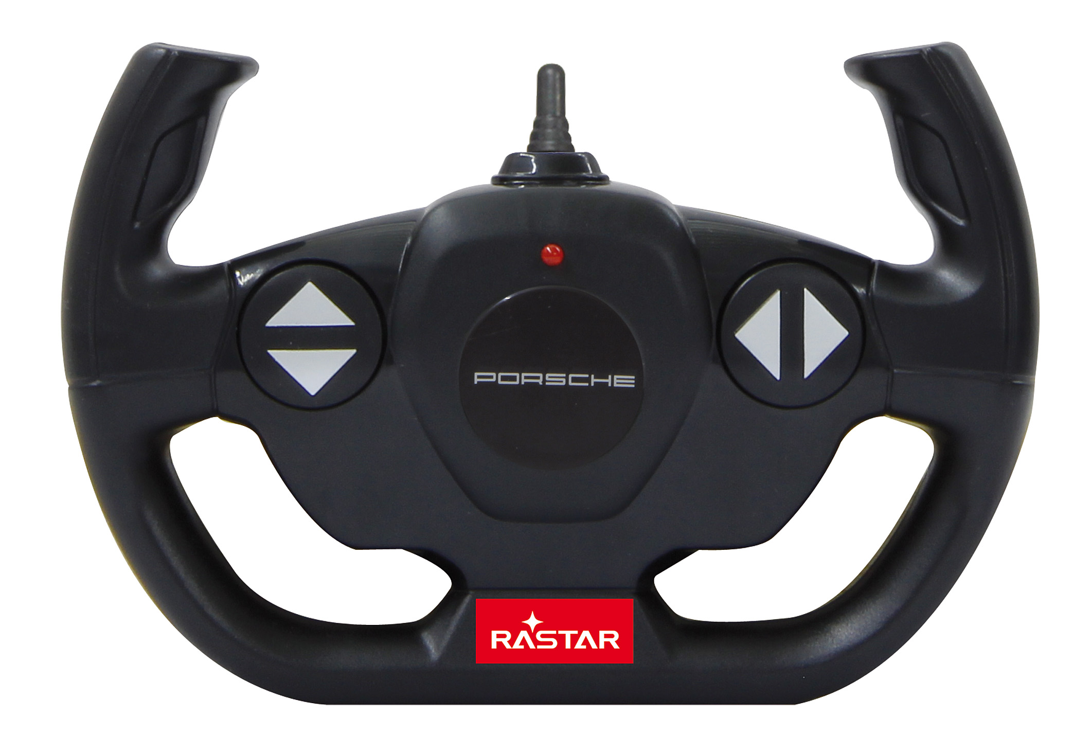 Czarny pilot Porsche. Posiada konstrukcję kierownicy z logo Porsche.