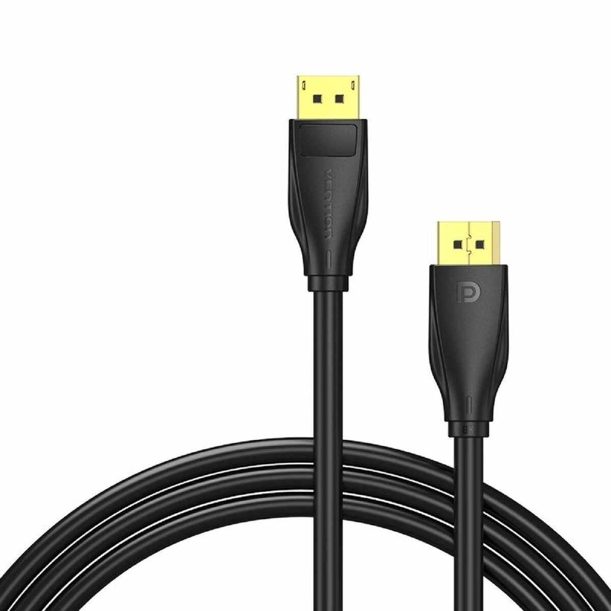 Cavo DisplayPort nero e giallo, due connettori.