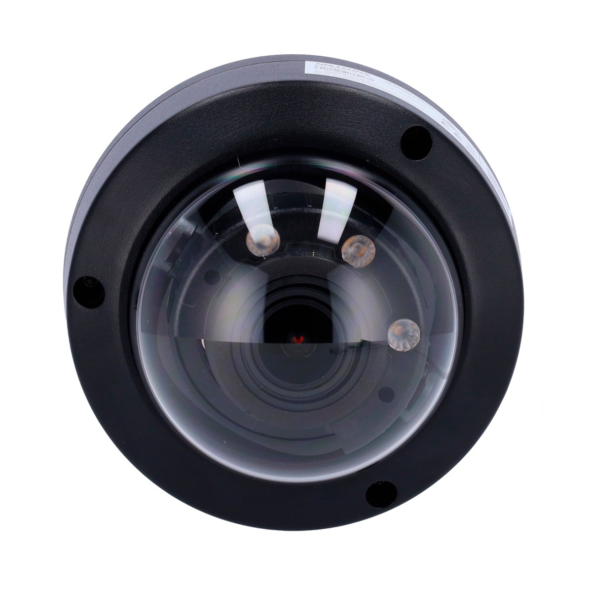 Czarna kamera bezpieczeństwa z przezroczystą kopułą. Nazwa marki 'HIKVISION' na urządzeniu.