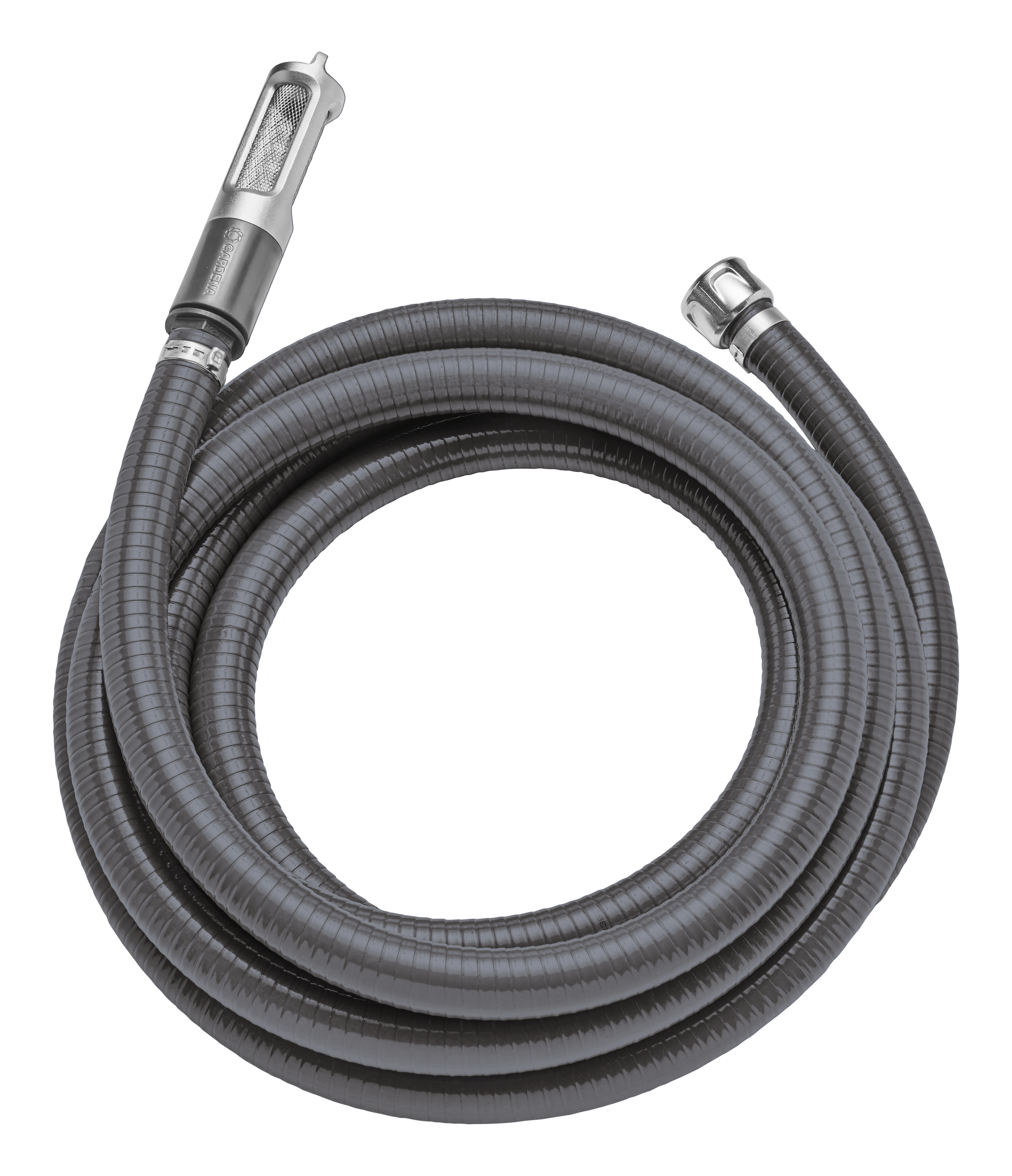 Szary wąż z metalową dyszą.