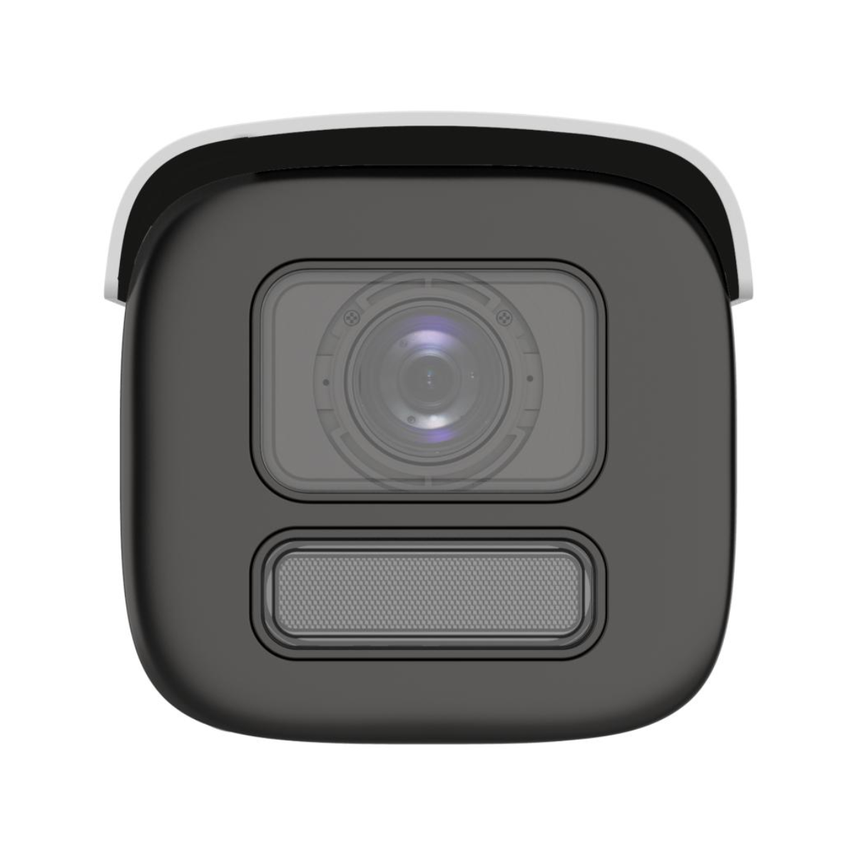 Czarna kamera bezpieczeństwa z białą górą. Kamera ma widoczny obiektyw i markę 'alhua'.