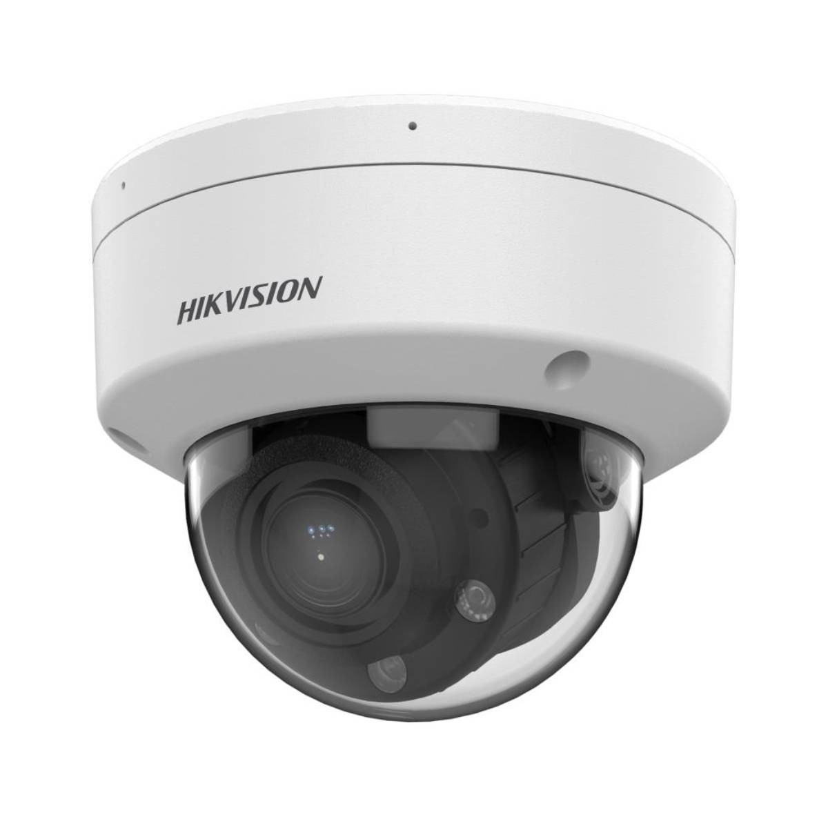 Weiße Kuppel-Überwachungskamera mit dem Wort HIKVISION.