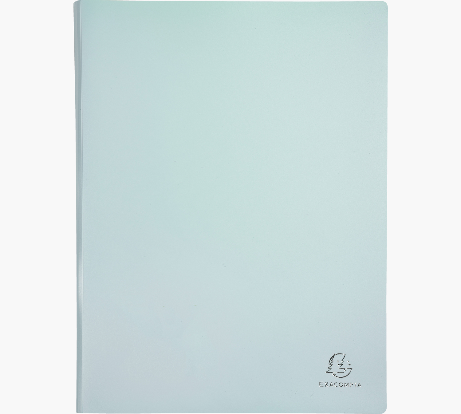 Jasnoniebieska teczka plastikowa. Logo Exacompta w prawym dolnym rogu.
