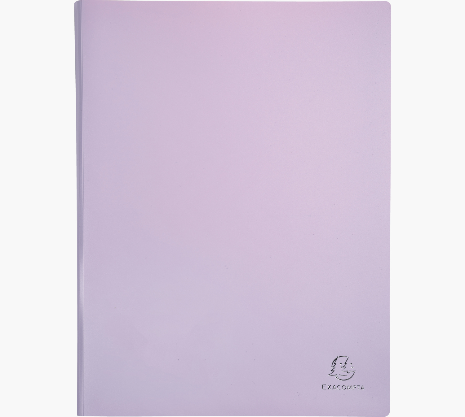 Jasnofioletowa plastikowa teczka z logo Exacompta na dole.