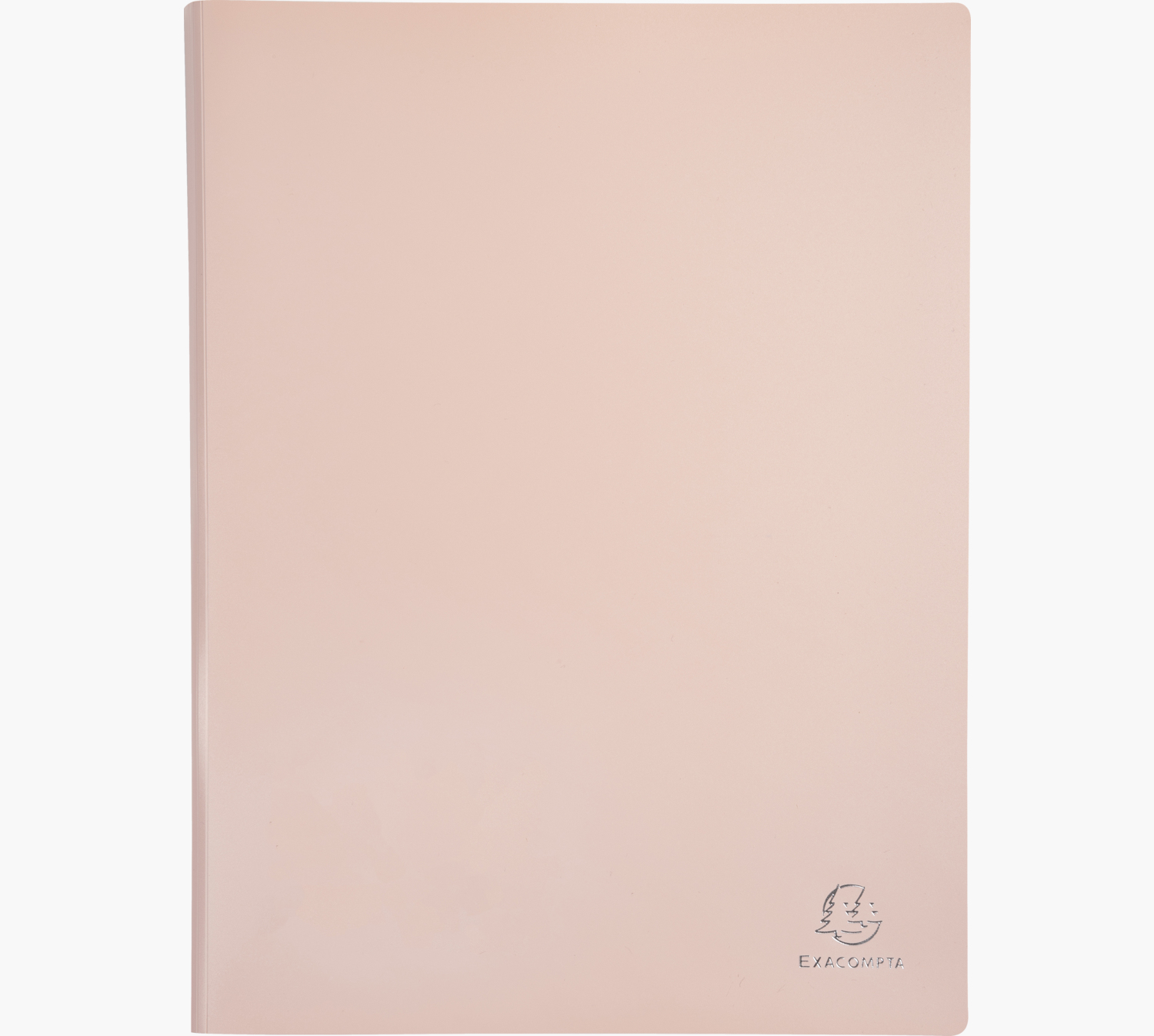 Jasnoróżowa teczka plastikowa. Logo Exacompta w prawym dolnym rogu.