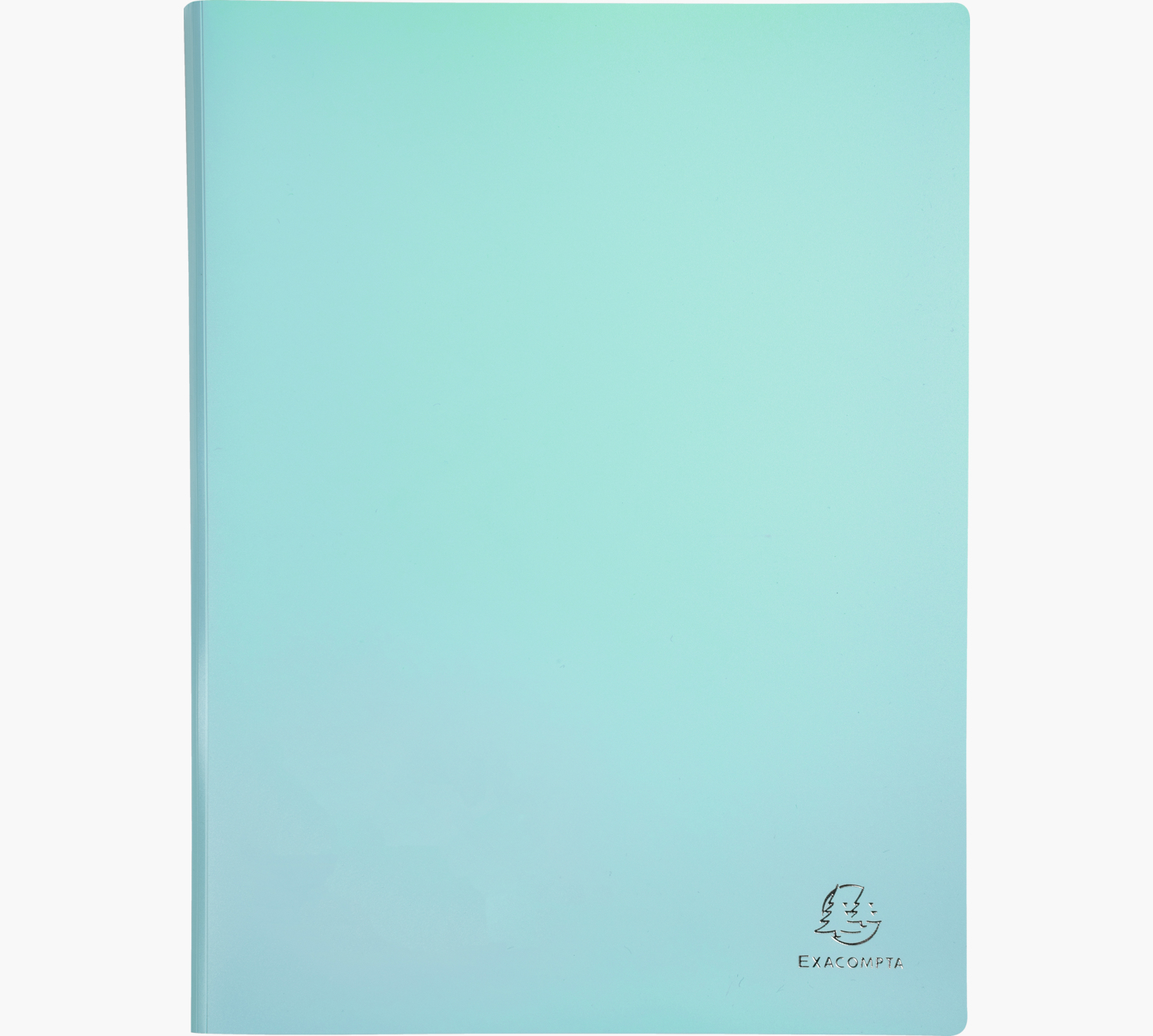 Jasnoniebieska plastikowa teczka, logo Exacompta na dole.