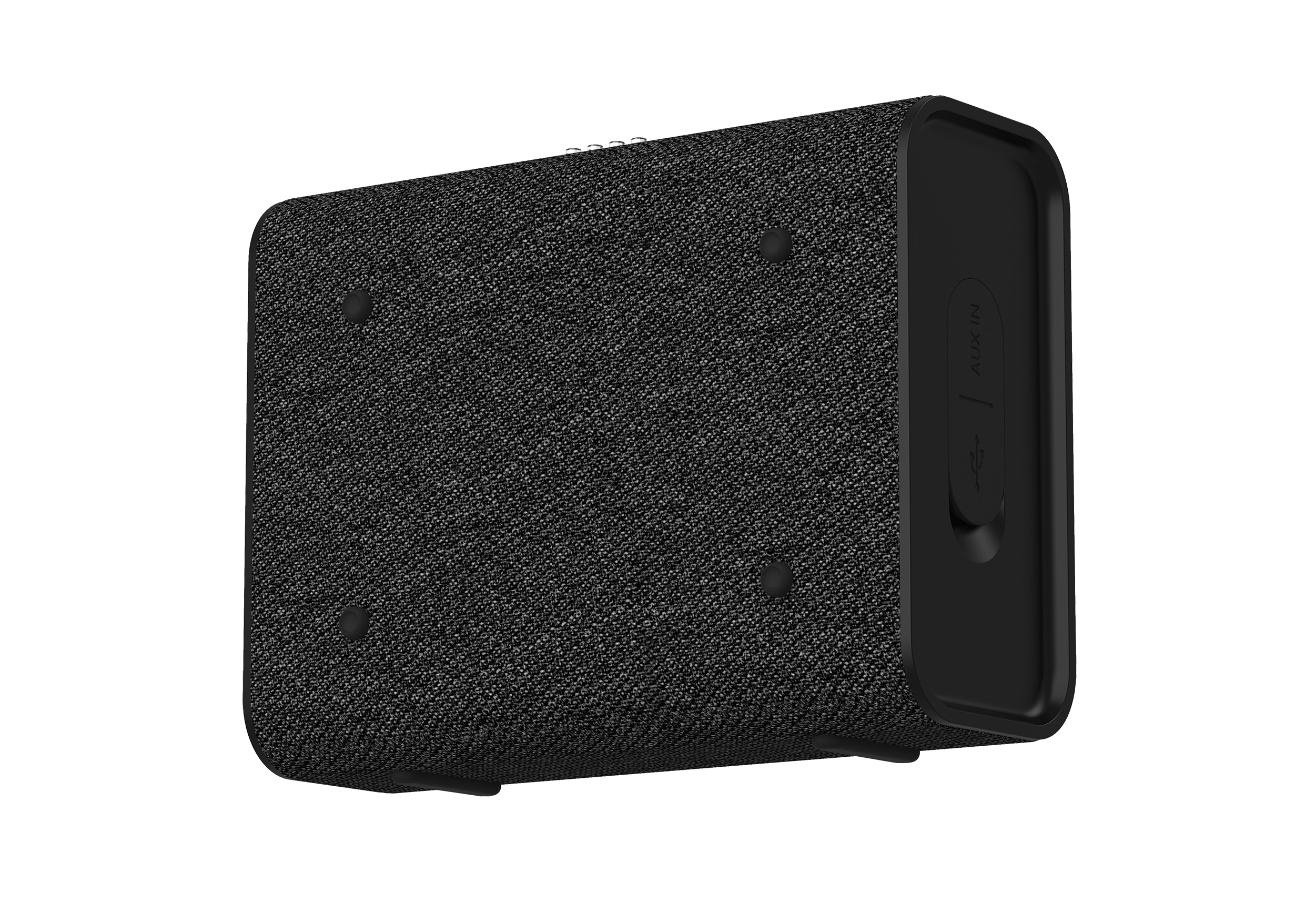 Niebieski głośnik z telefonem wyświetlającym zdjęcie kobiety.