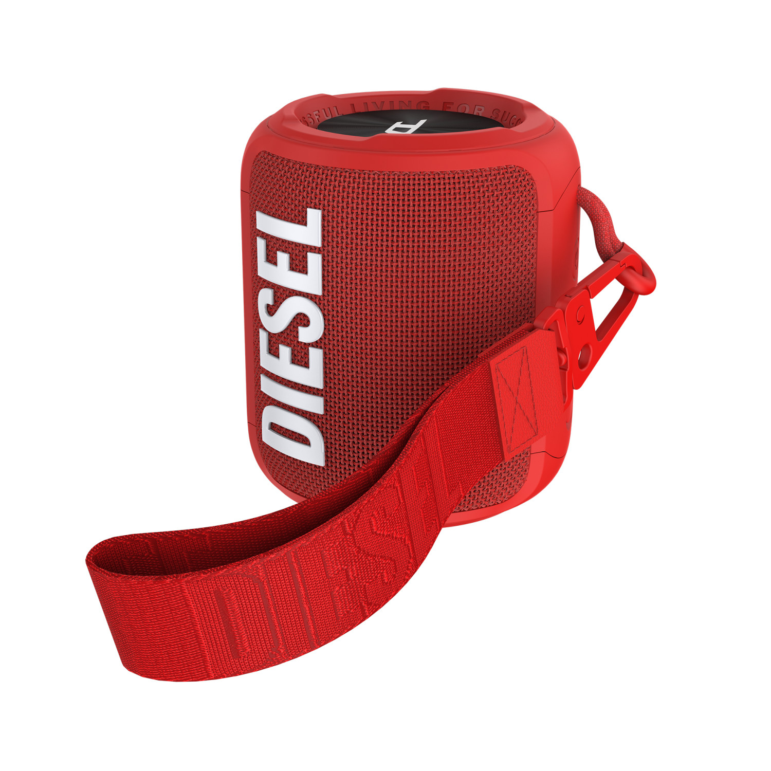 Altoparlante Diesel rosso con cinturino rosso.