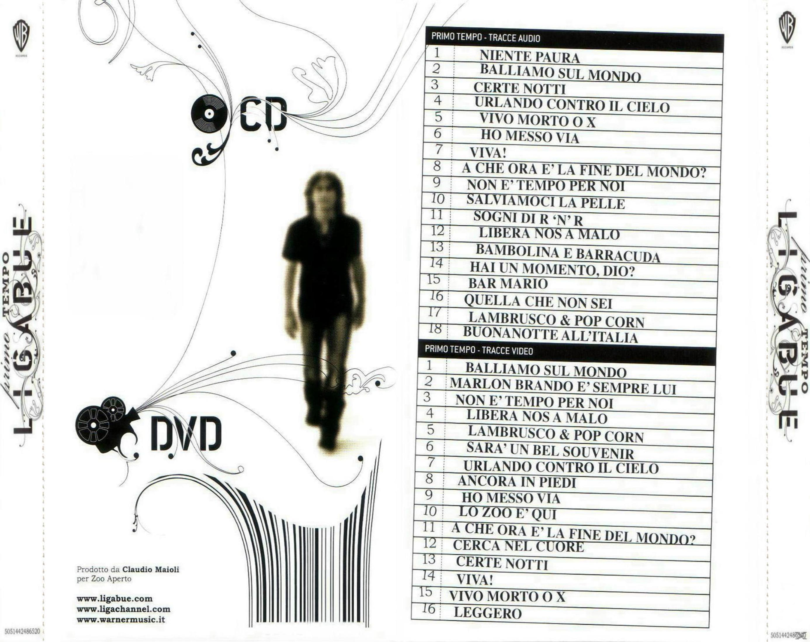 Okładka CD z mężczyzną idącym i listą piosenek.