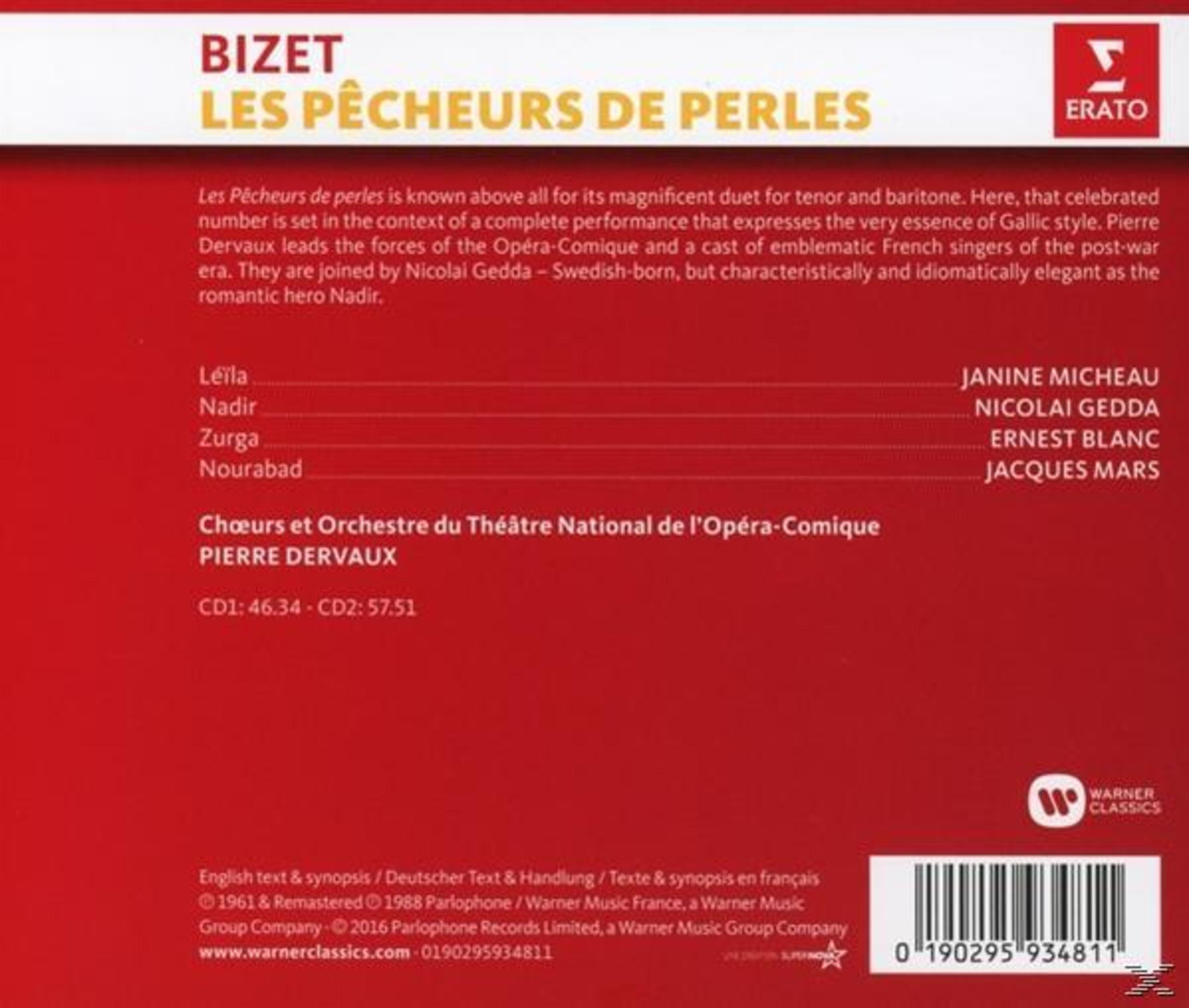 Texte d'une pochette de CD. Le titre est 'Les Pêcheurs de Perles' de Bizet. Contient les paroles et les détails de l'artiste.
