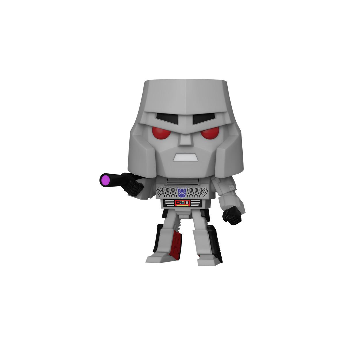 Una figura Funko Pop di Megatron in un design robot grigio.