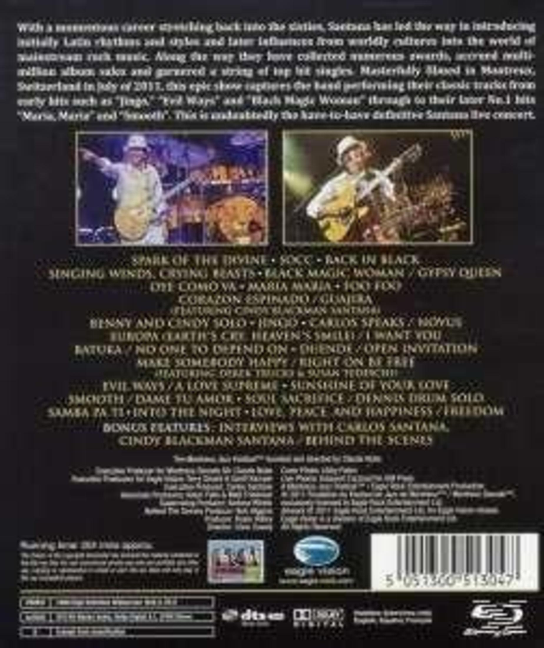 Okładka DVD ze zdjęciami występów na żywo i listami utworów, w tym wywiadami i dodatkami.