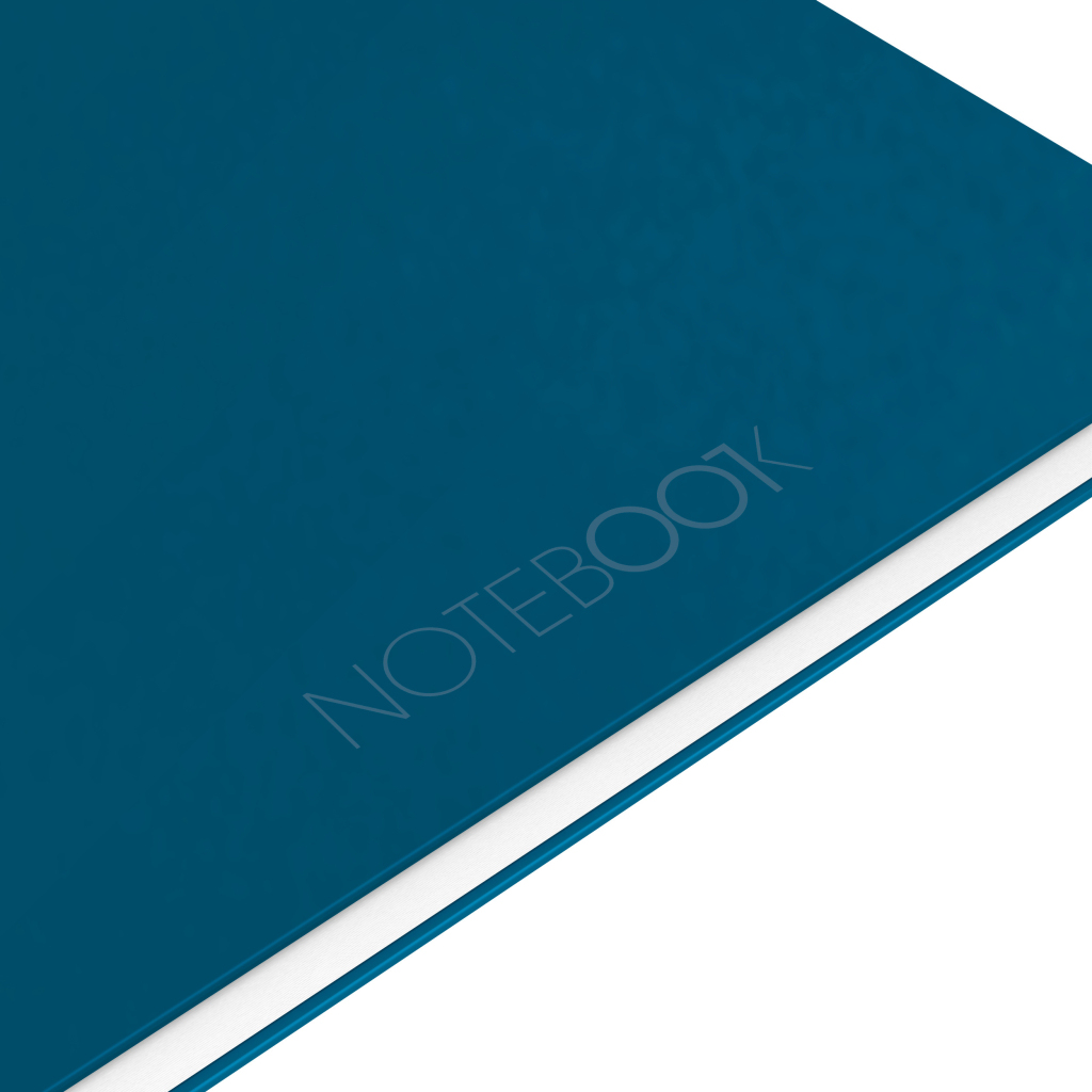 Türkis Notizbuch mit 'NOTEBOOK'-Text.